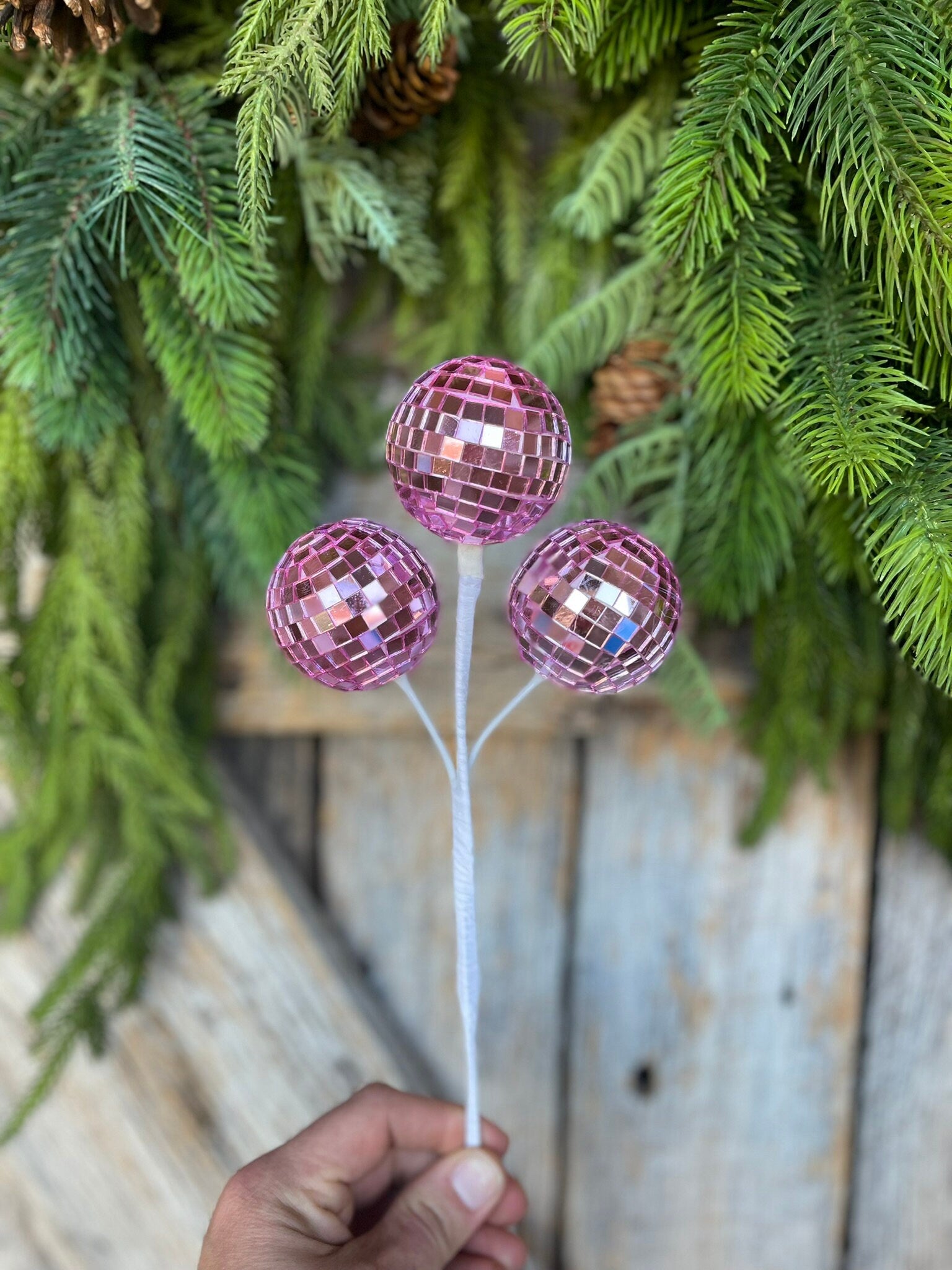 10" Pink Disco Ball Spray, Pinkmas Decor, Pink Disco Balls