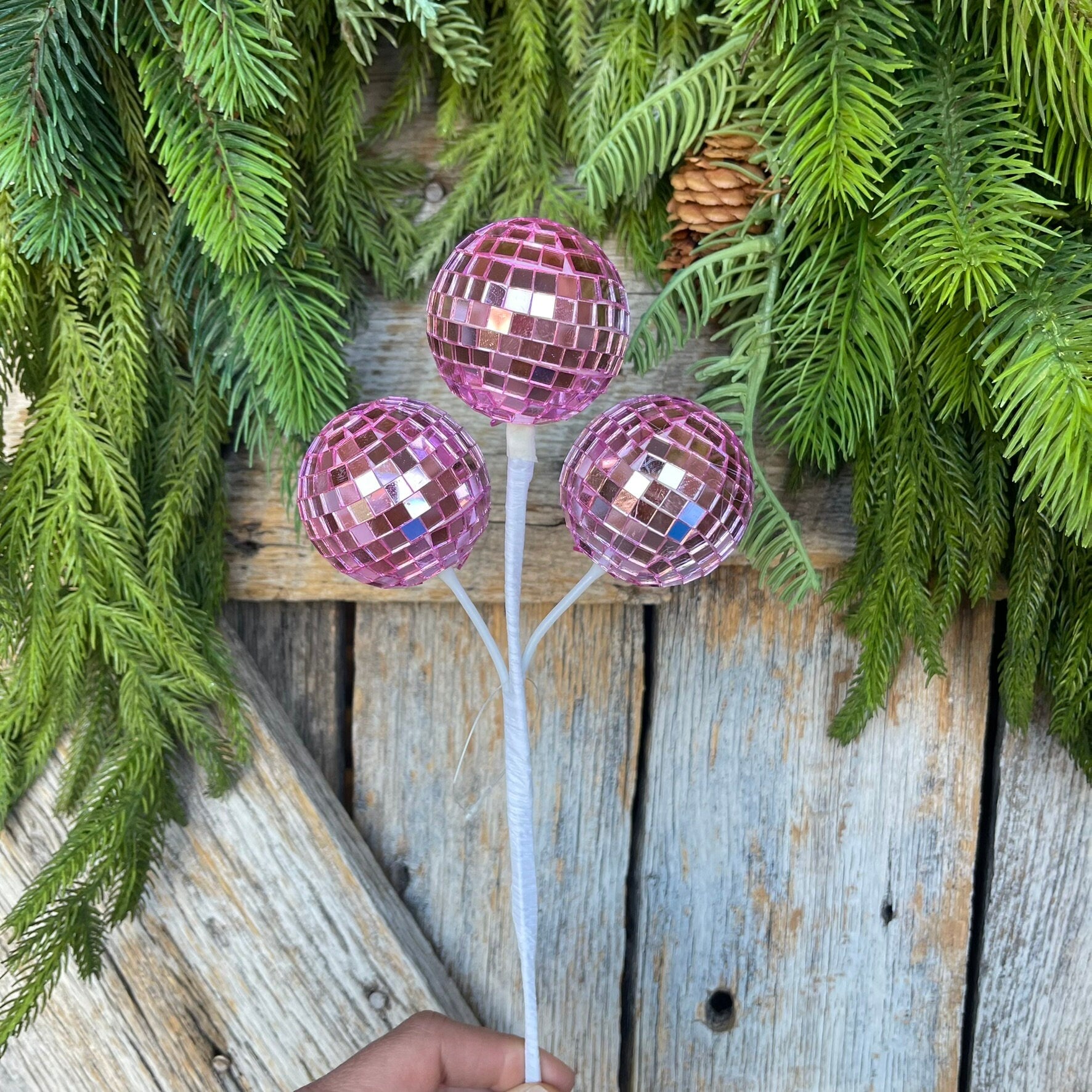 10" Pink Disco Ball Spray, Pinkmas Decor, Pink Disco Balls