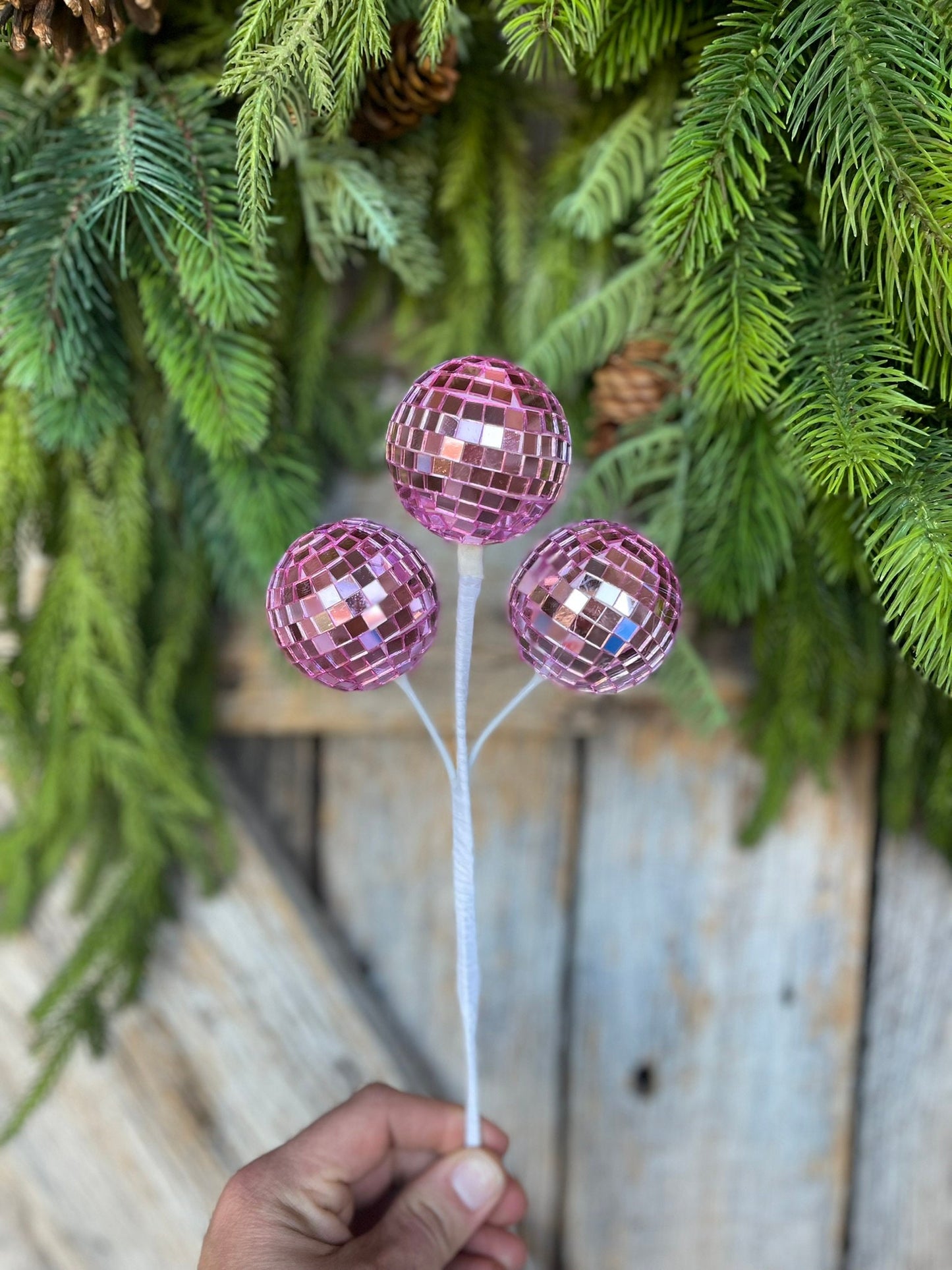 10" Pink Disco Ball Spray, Pinkmas Decor, Pink Disco Balls