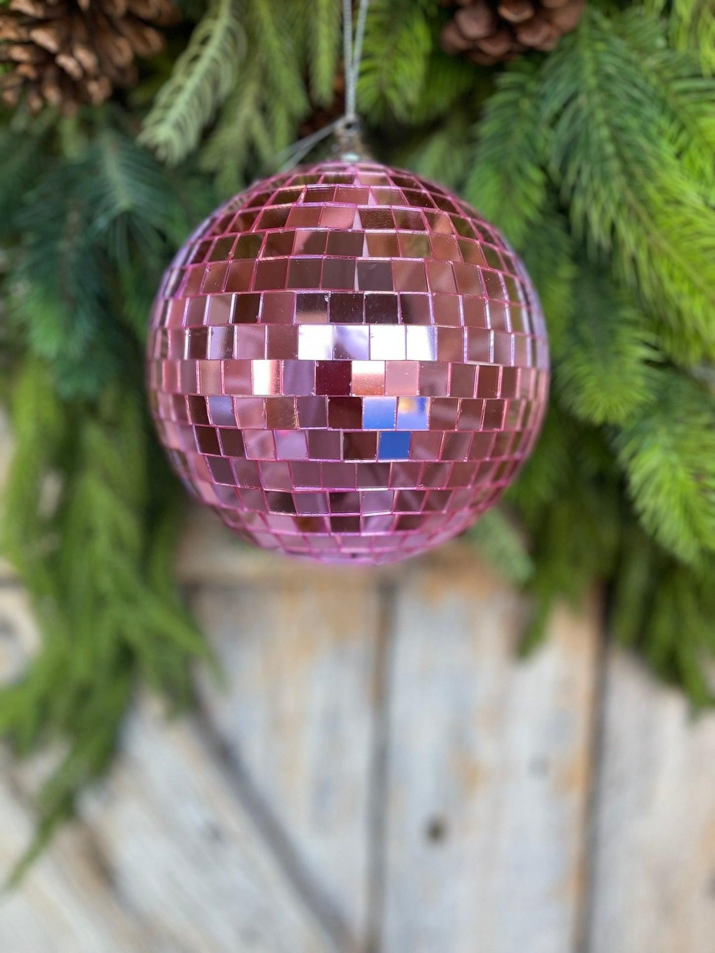 6" Pink Disco Ball Ornament, Pink Ball Ornament, Pink Christmas Ornament