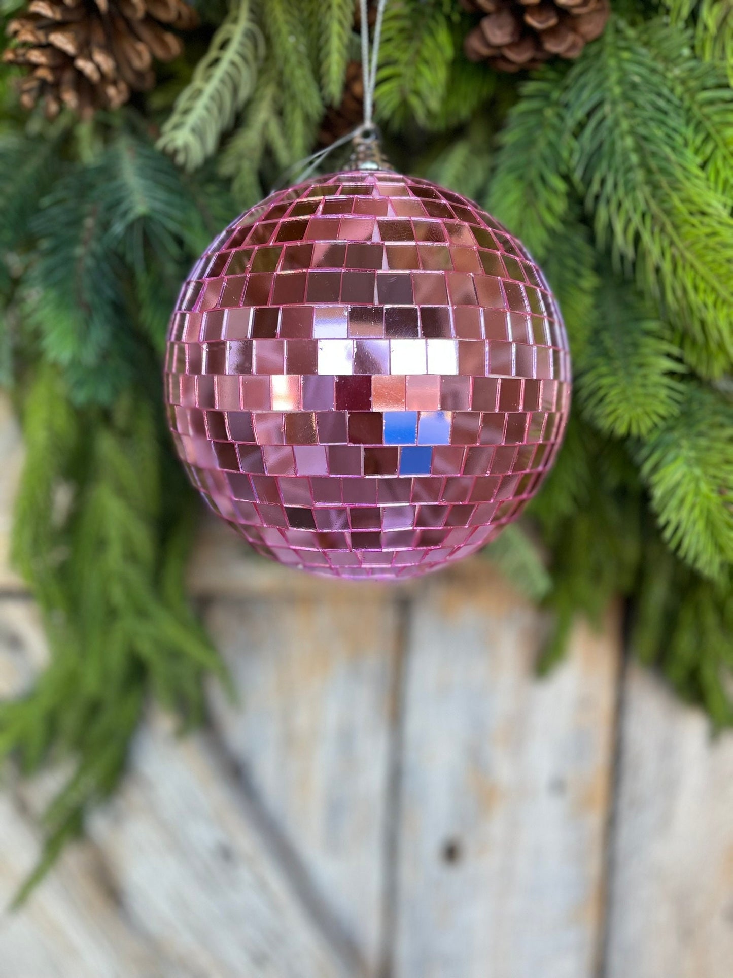 6" Pink Disco Ball Ornament, Pink Ball Ornament, Pink Christmas Ornament