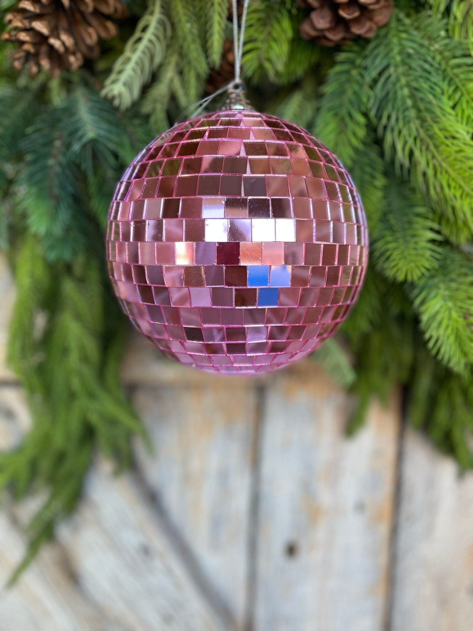 6" Pink Disco Ball Ornament, Pink Ball Ornament, Pink Christmas Ornament