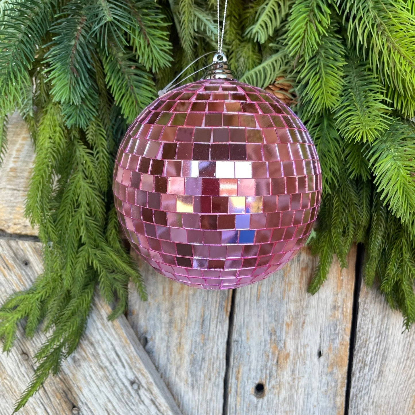 6" Pink Disco Ball Ornament, Pink Ball Ornament, Pink Christmas Ornament