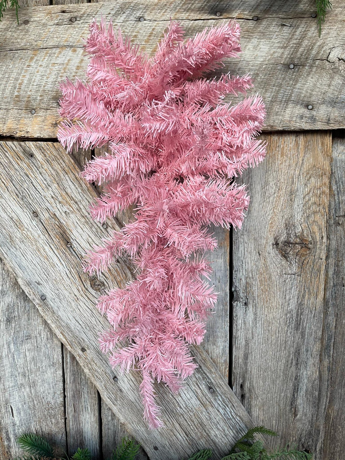 24" Pink Teardrop Swag, Artificial Pine Swag, Wreath Base