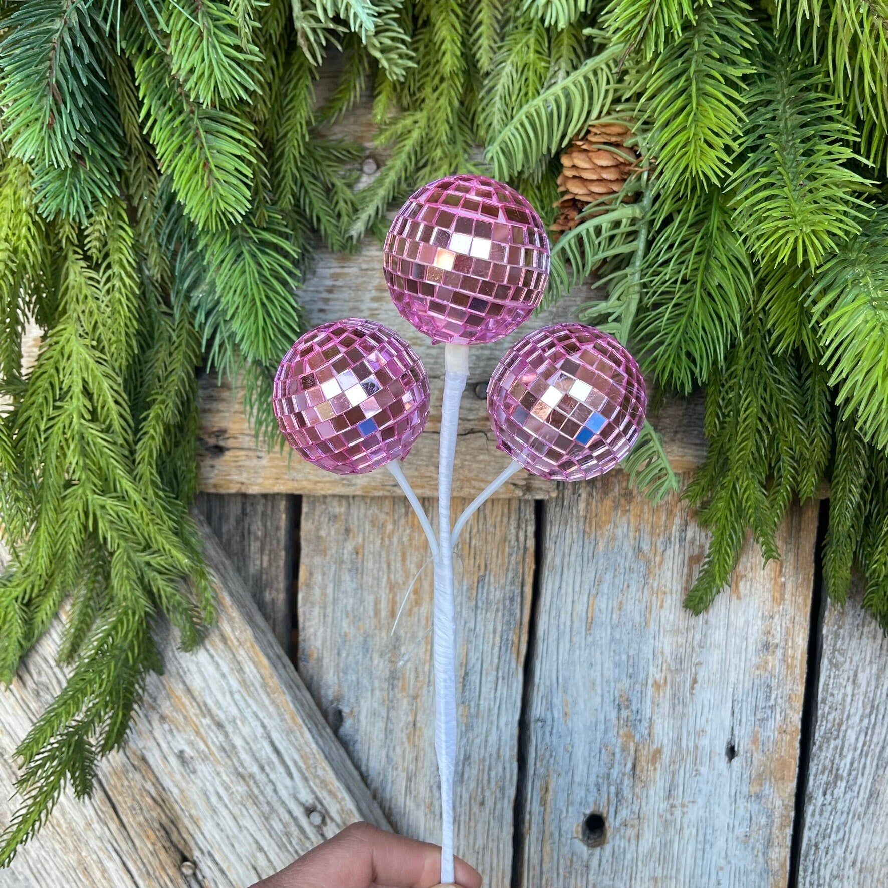 10" Pink Disco Ball Spray, Pinkmas Decor, Pink Disco Balls