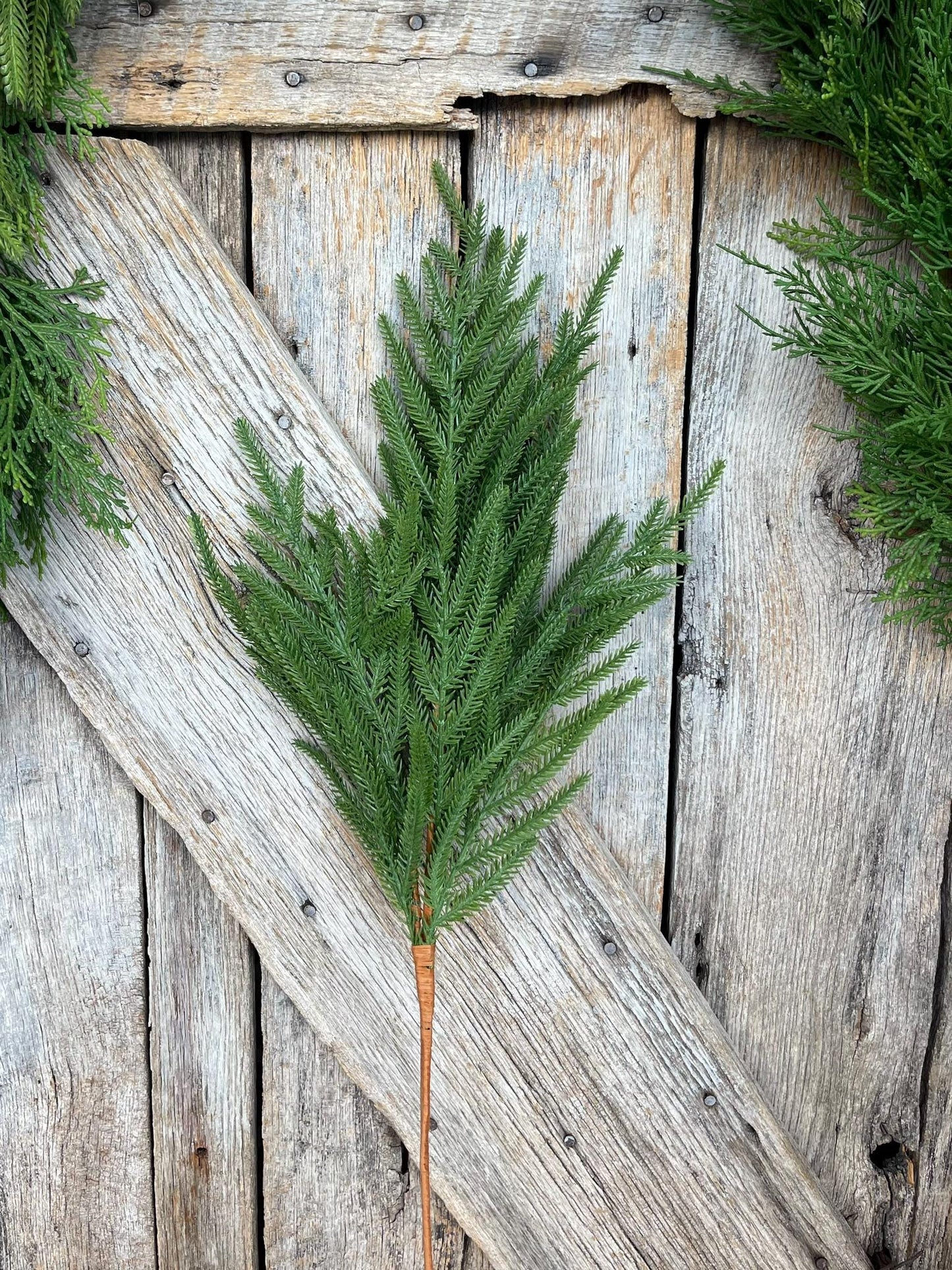 27" Norfolk Pine Spray, Real Touch Norfold Pine, Artificial Pine Spray