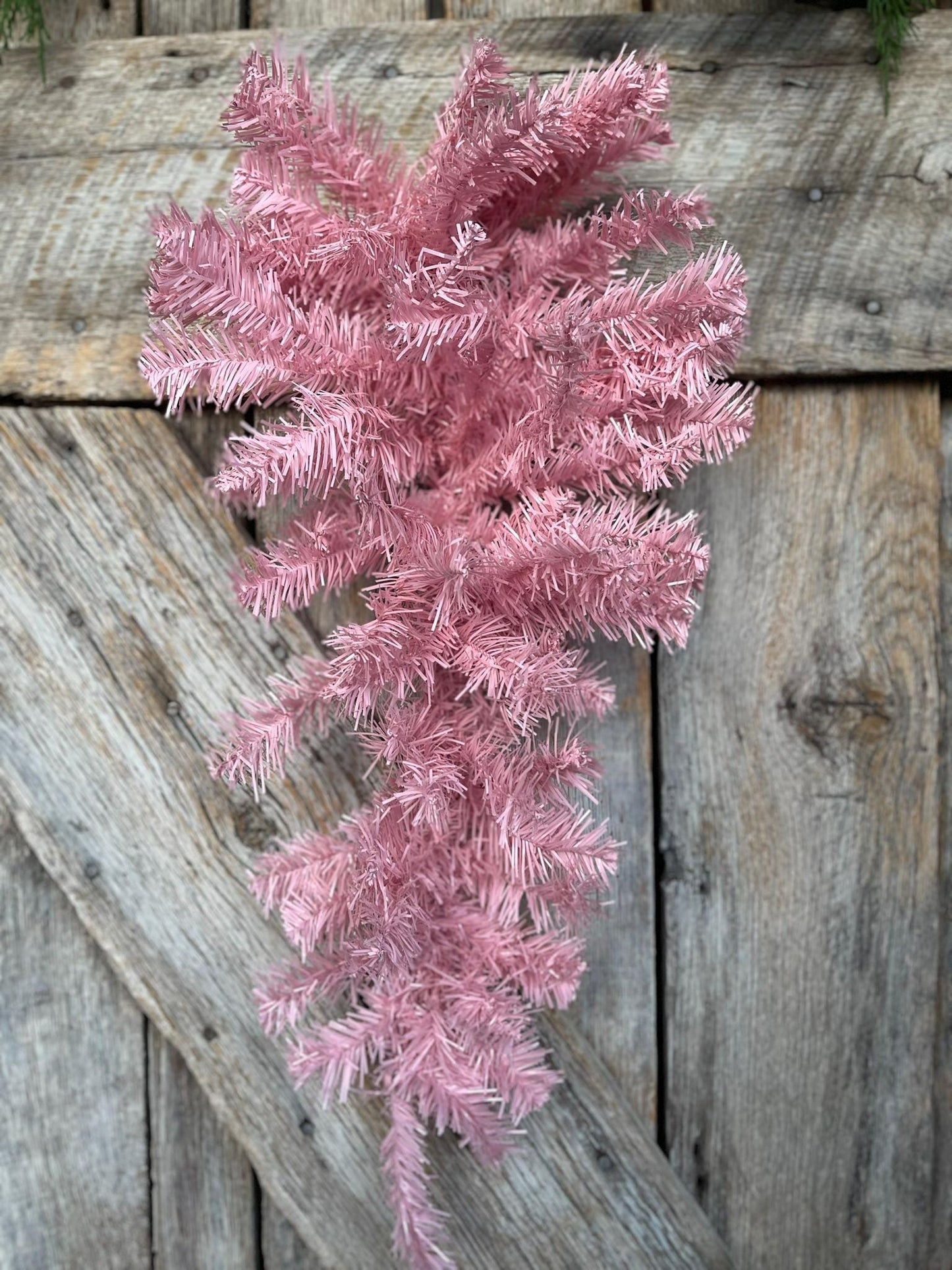 24" Pink Teardrop Swag, Artificial Pine Swag, Wreath Base