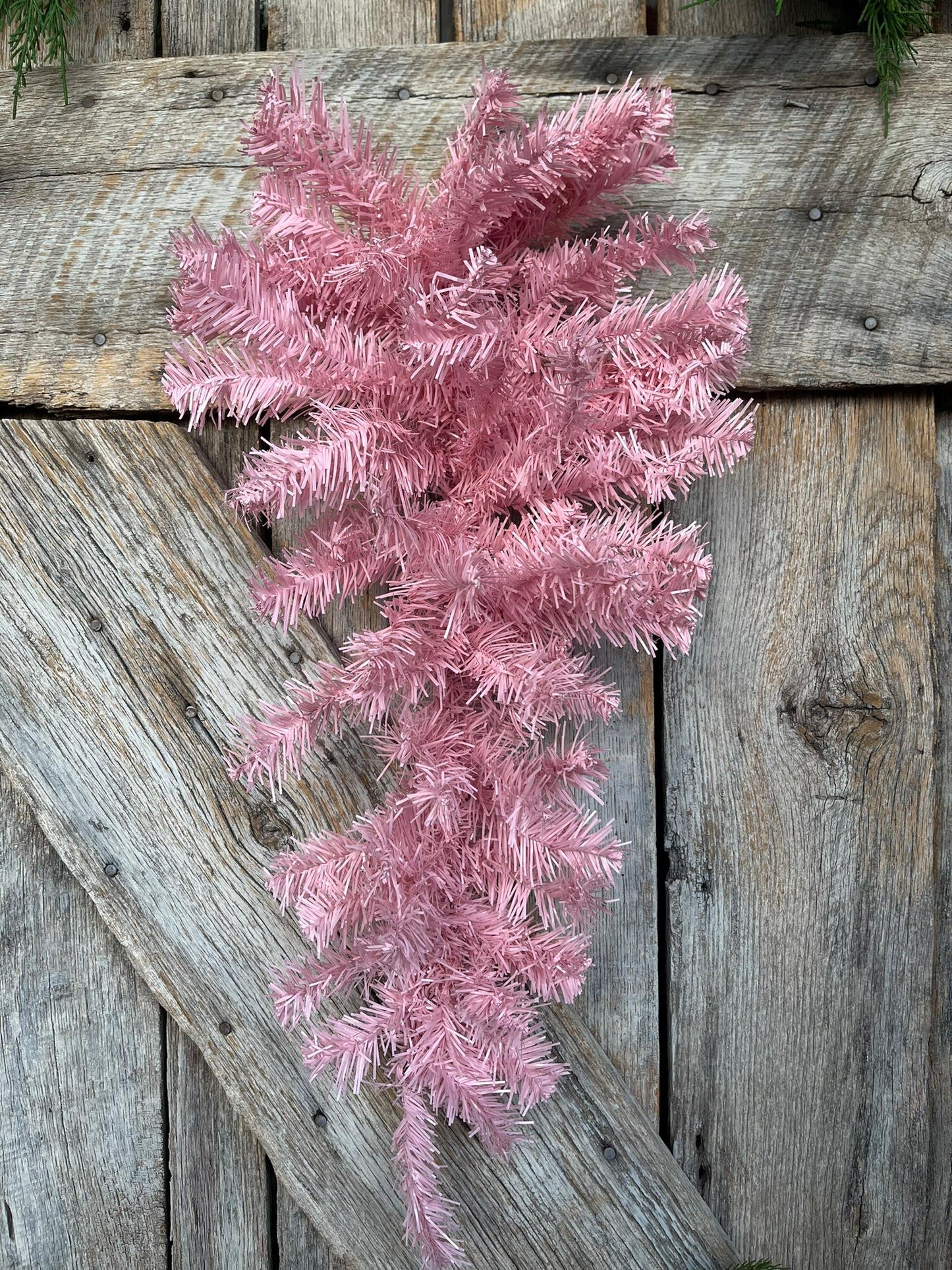 24" Pink Teardrop Swag, Artificial Pine Swag, Wreath Base