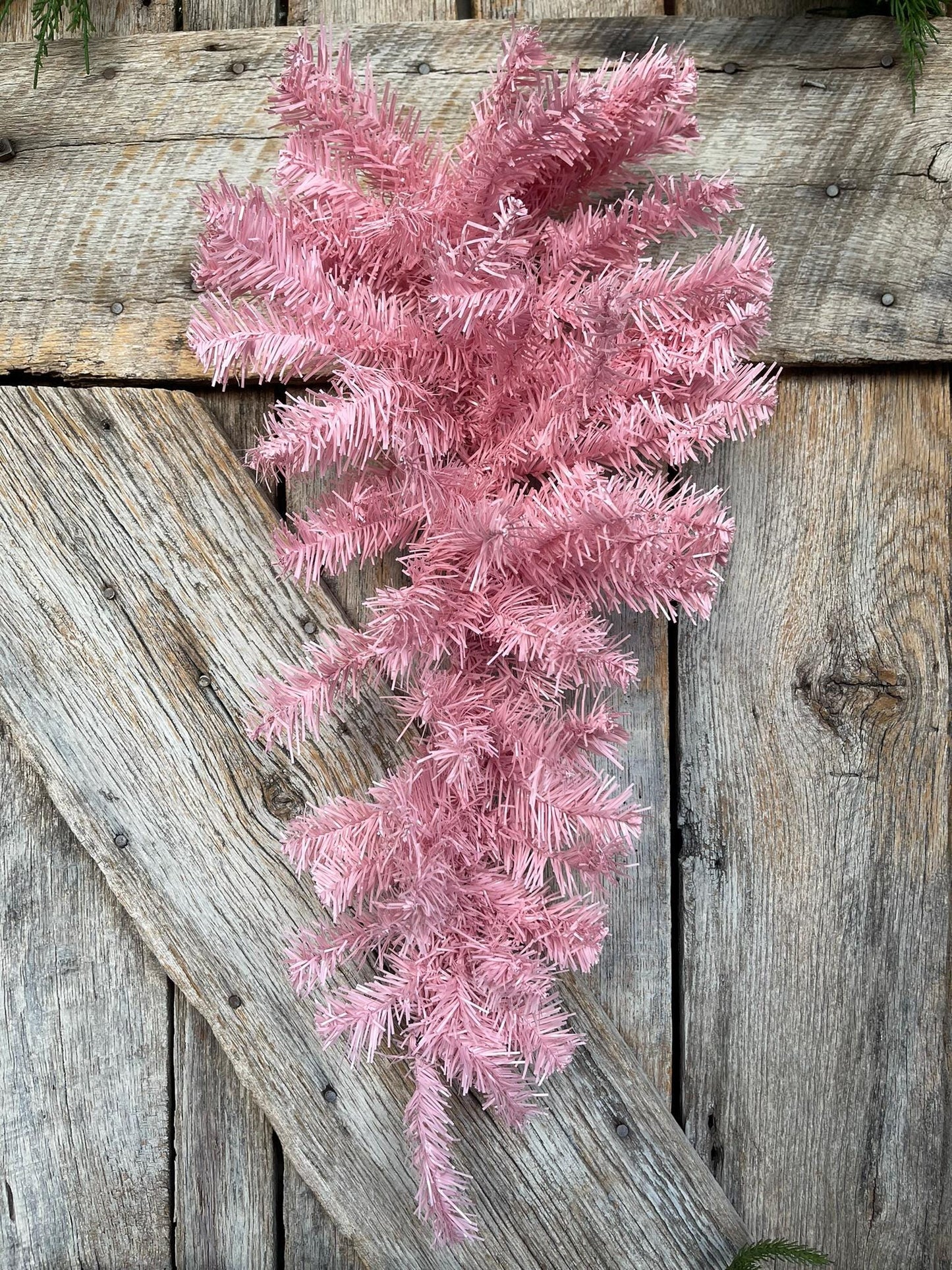 24" Pink Teardrop Swag, Artificial Pine Swag, Wreath Base