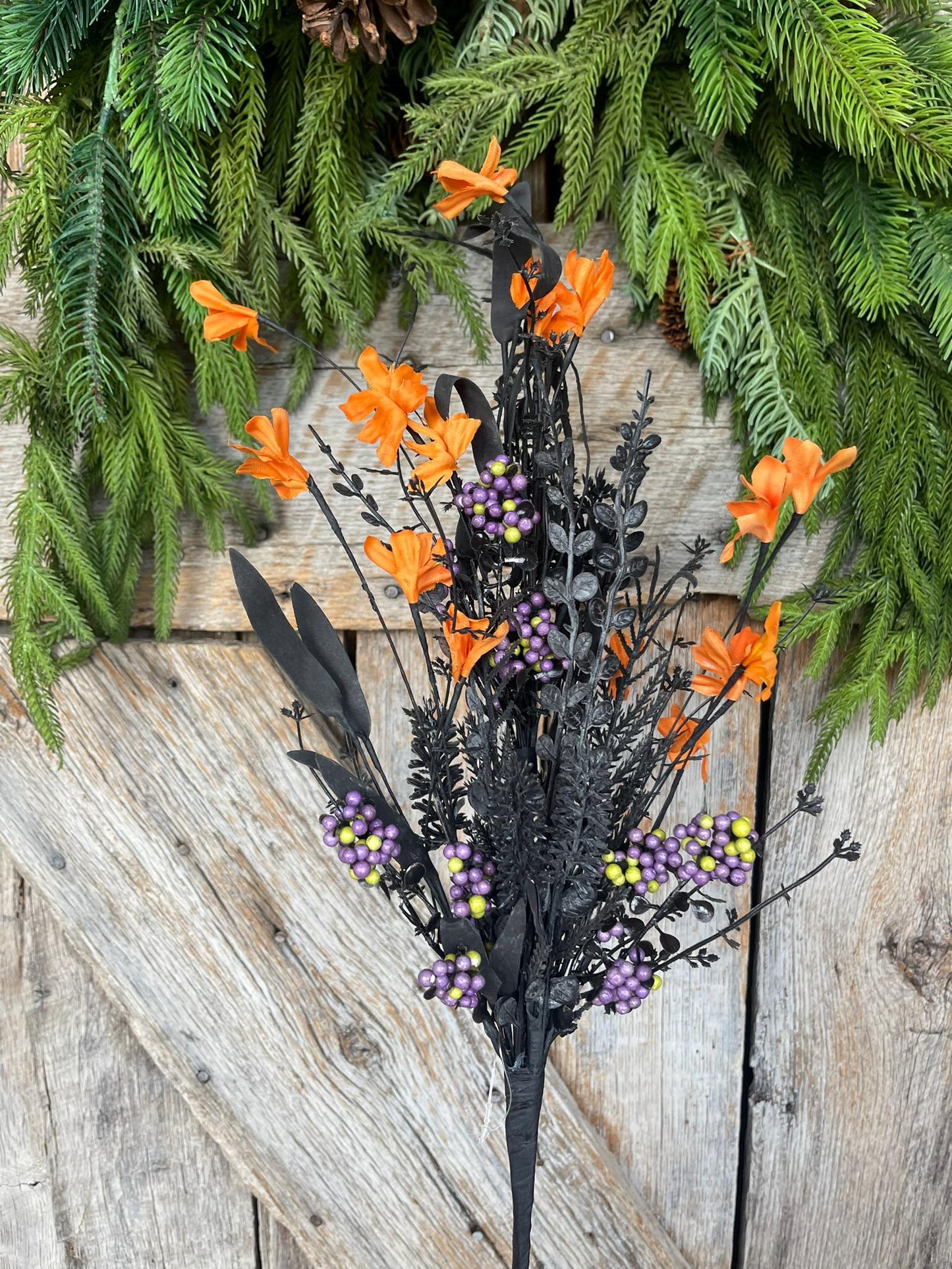 24" Halloween Spray, 60919, Orange MIxed Leaf Spray