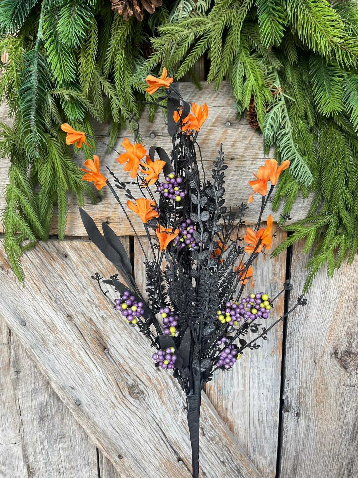 24" Halloween Spray, 60919, Orange MIxed Leaf Spray