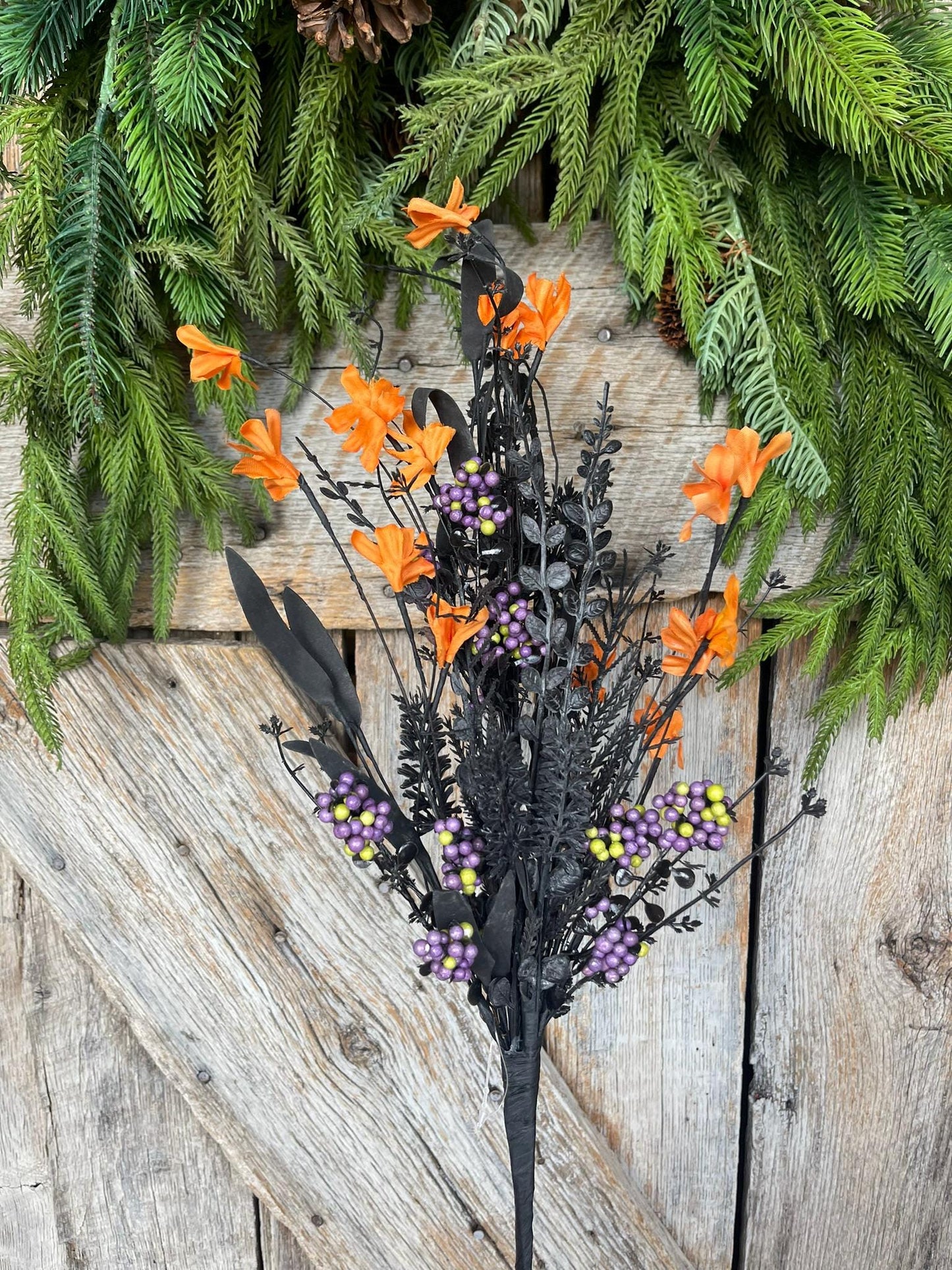 24" Halloween Spray, 60919, Orange MIxed Leaf Spray