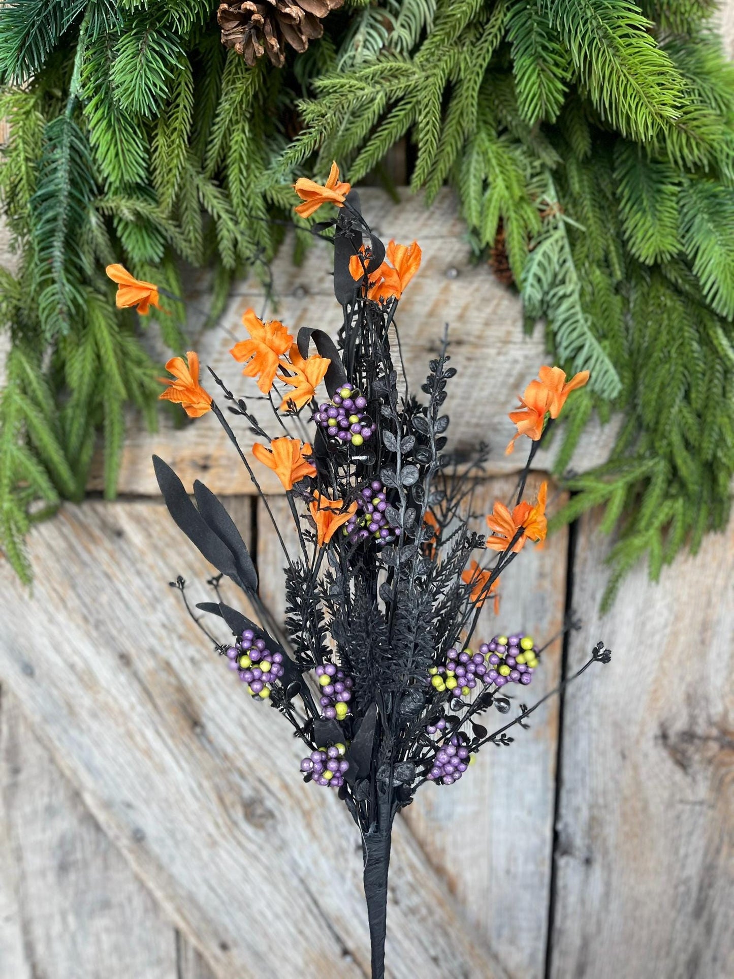 24" Halloween Spray, 60919, Orange MIxed Leaf Spray
