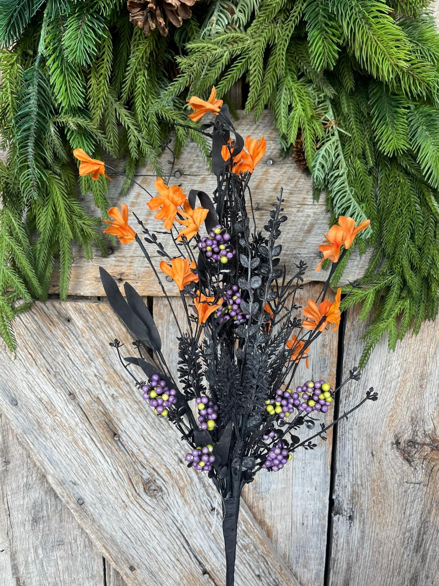 24" Halloween Spray, 60919, Orange MIxed Leaf Spray