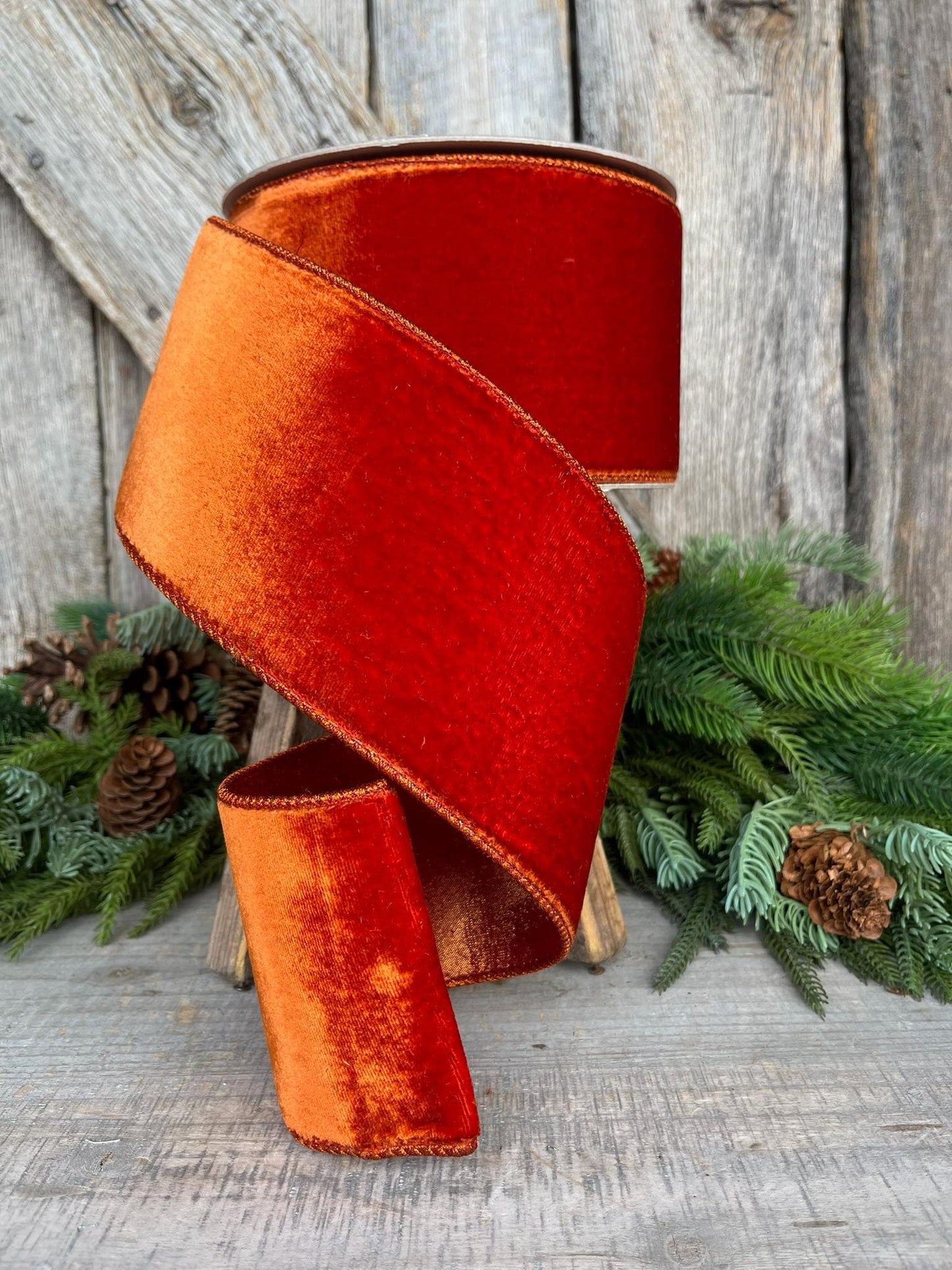 4" Cinnamon Velvet, Farrisilk ribbon, fall velvet