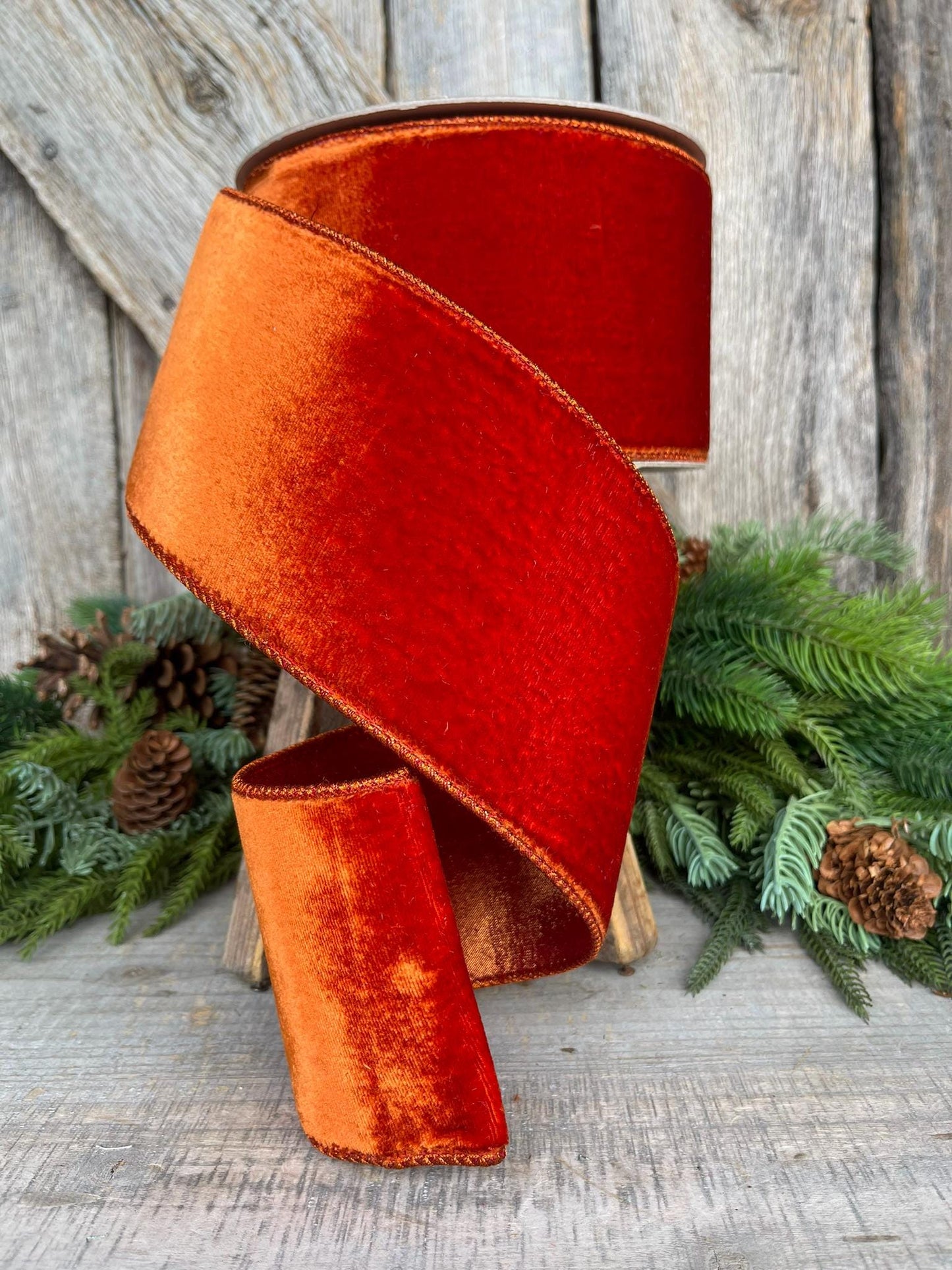 4" Cinnamon Velvet, Farrisilk ribbon, fall velvet