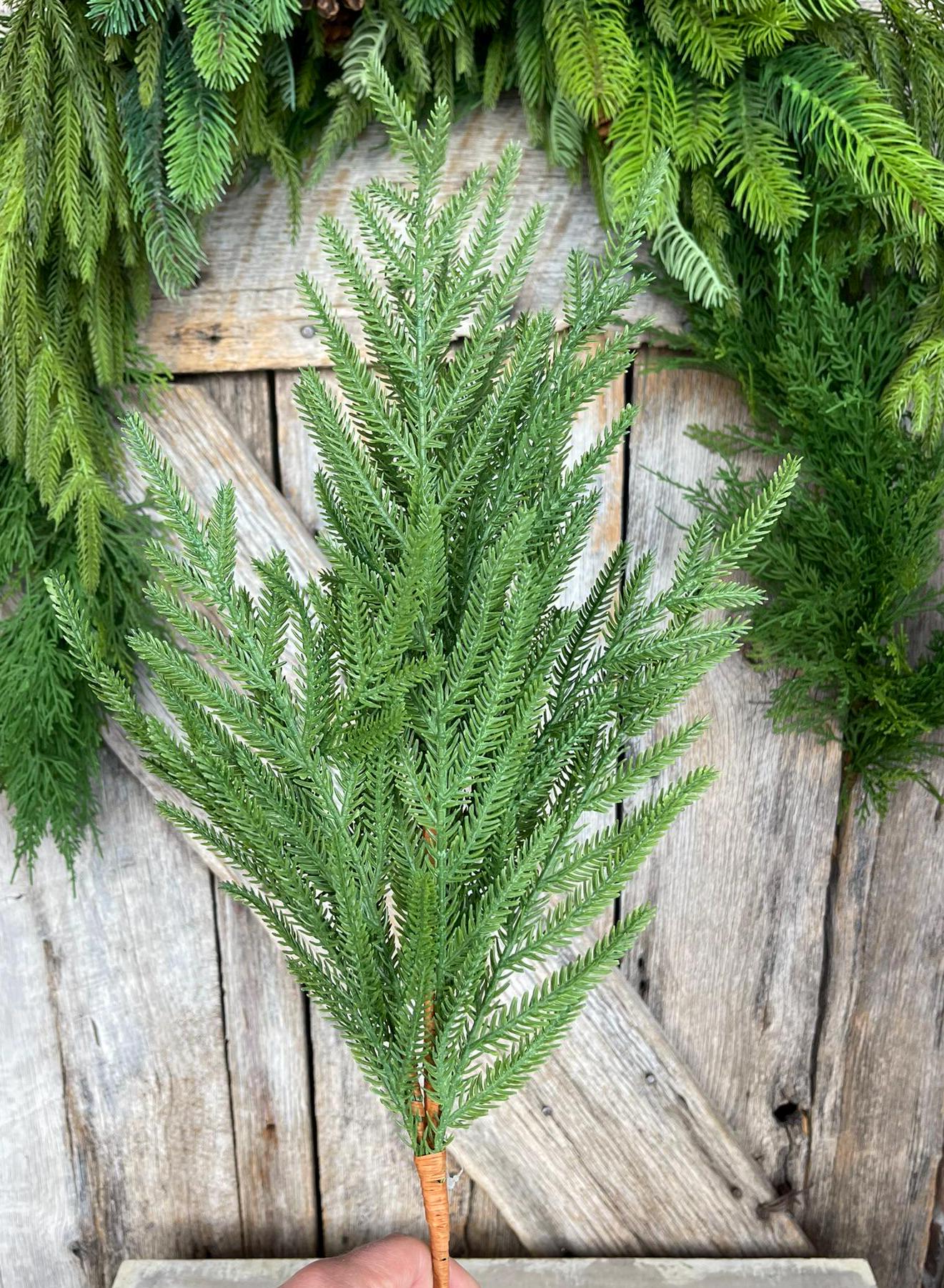 27" Norfolk Pine Spray, Real Touch Norfold Pine, Artificial Pine Spray