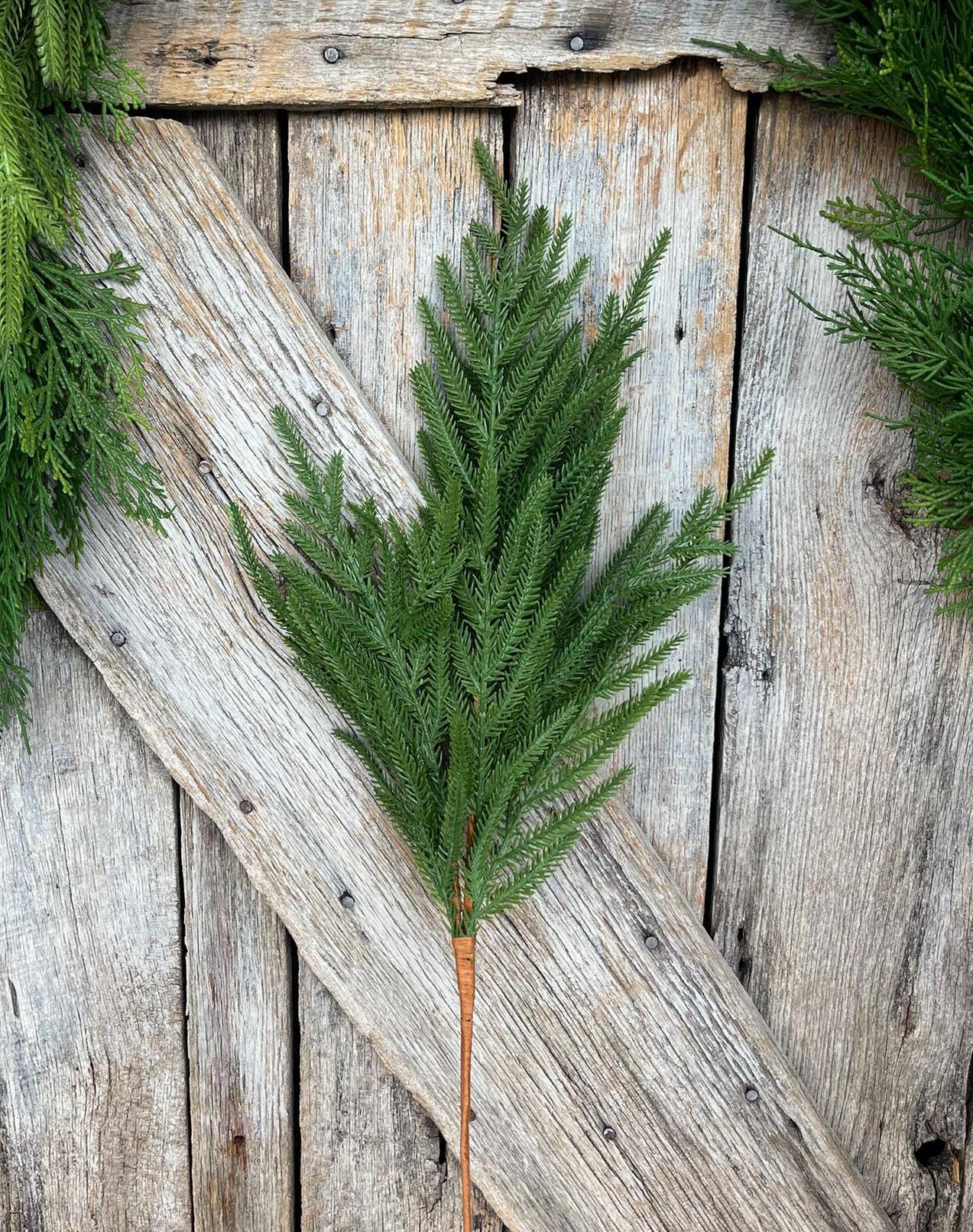 27" Norfolk Pine Spray, Real Touch Norfold Pine, Artificial Pine Spray