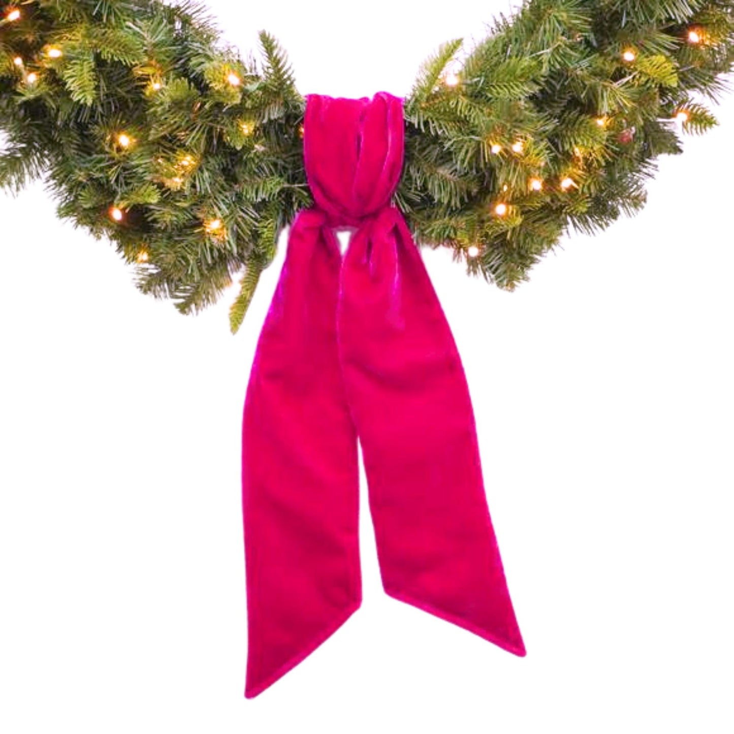 Wreath Sash, Hot Pink Velvet Wreath Sash, Christmas Wreath Sash