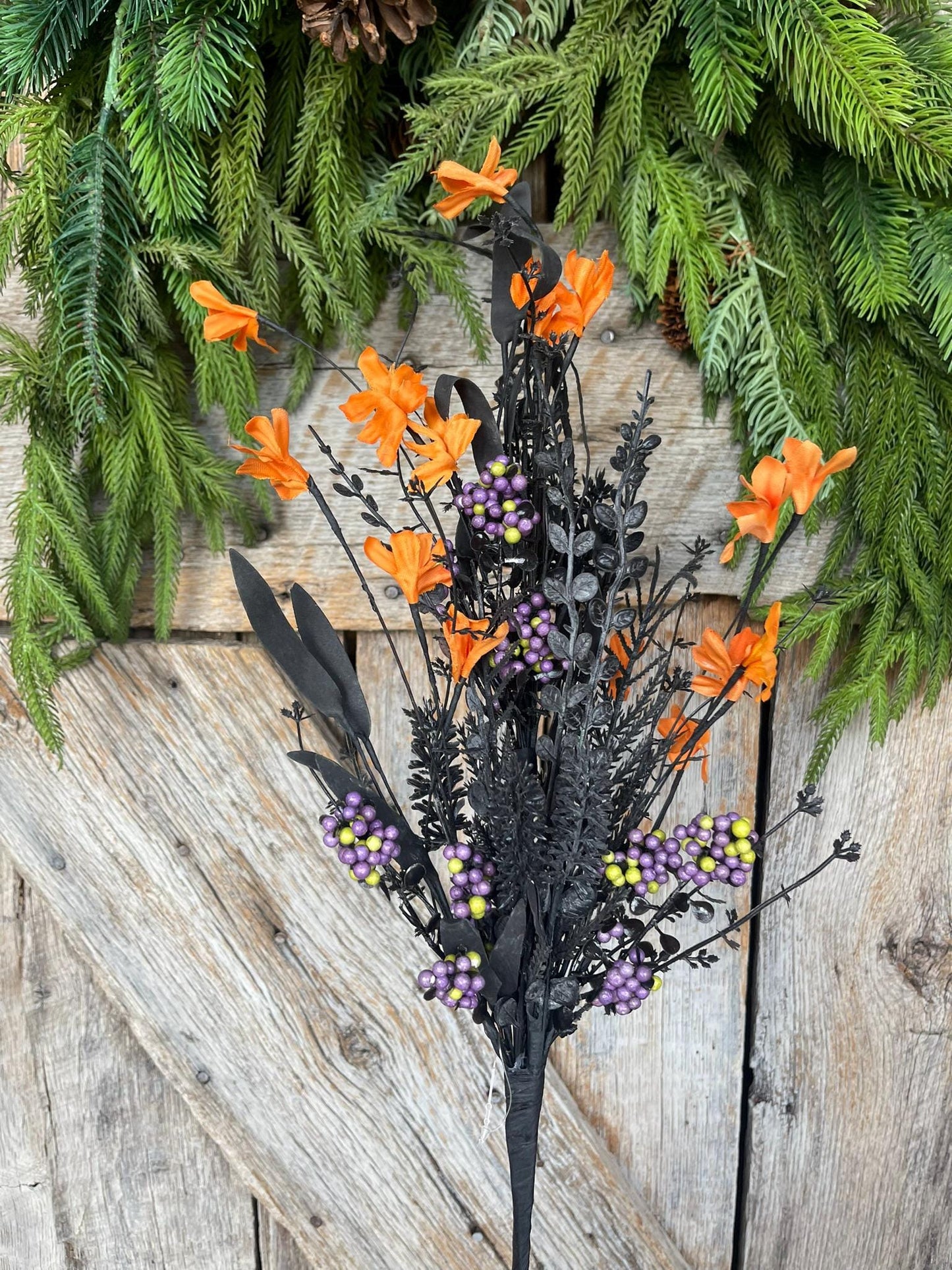 24" Halloween Spray, 60919, Orange MIxed Leaf Spray