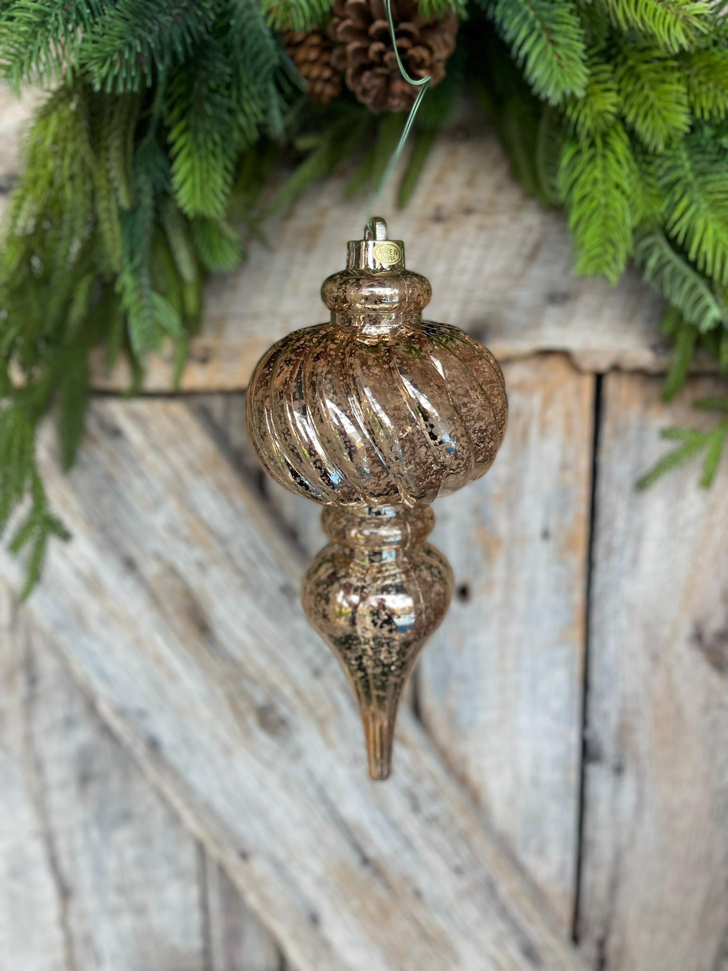 10" Plastic Gold Copper Mercury Finial Ornament, Gold Ornaments, Finial Ornaments