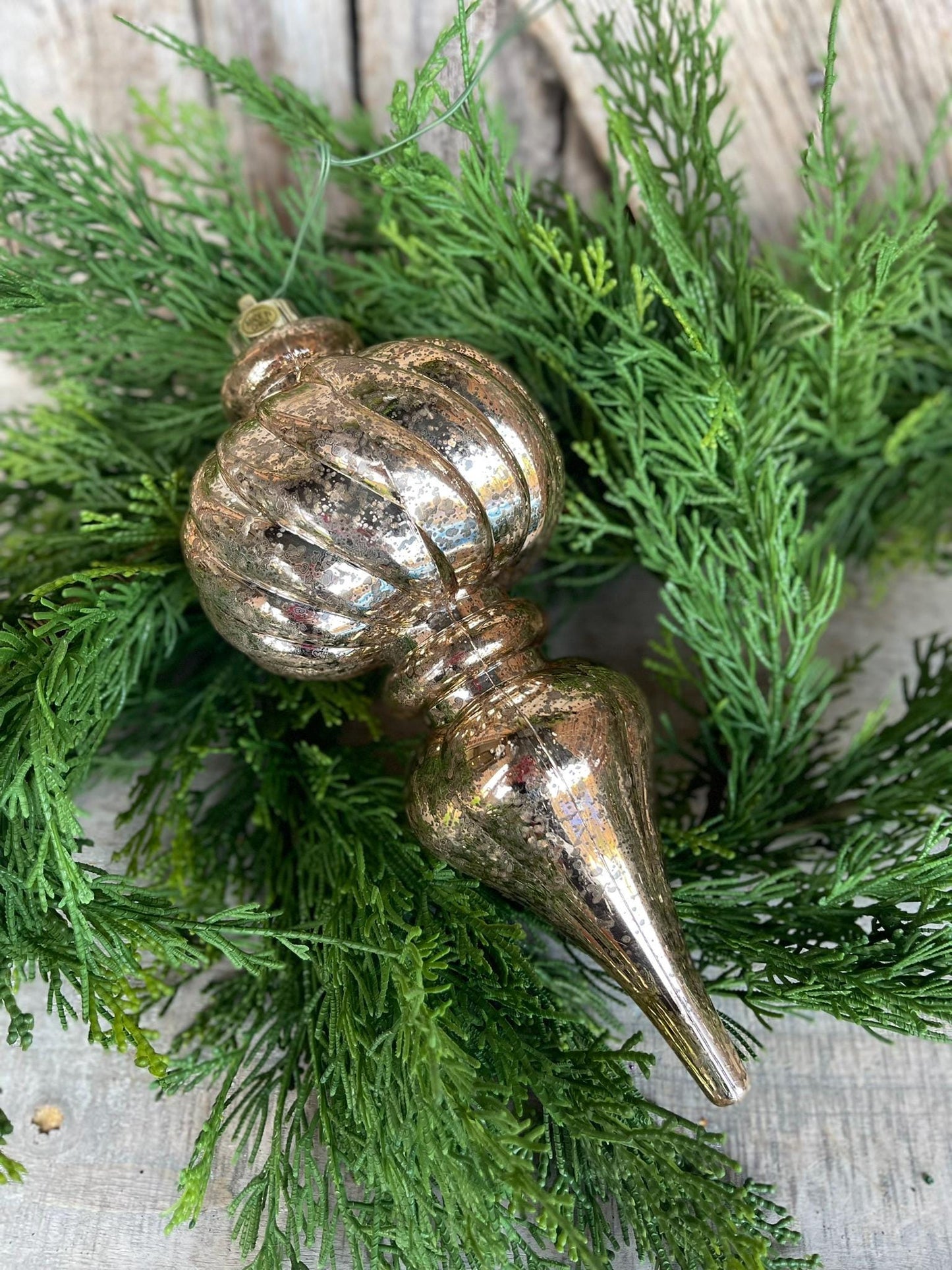 10" Plastic Gold Copper Mercury Finial Ornament, Gold Ornaments, Finial Ornaments