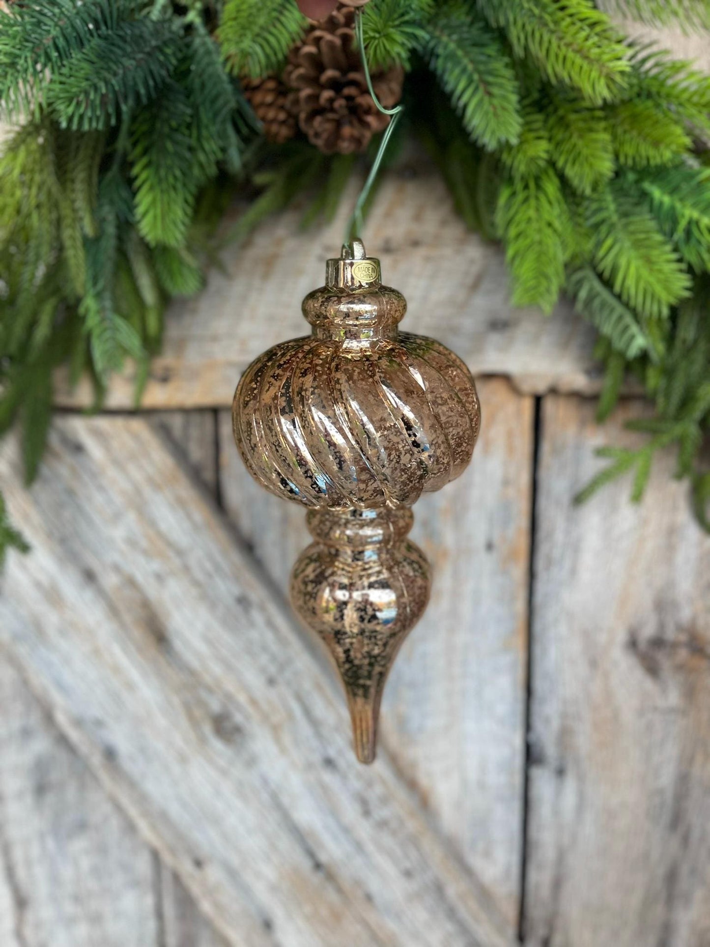 10" Plastic Gold Copper Mercury Finial Ornament, Gold Ornaments, Finial Ornaments