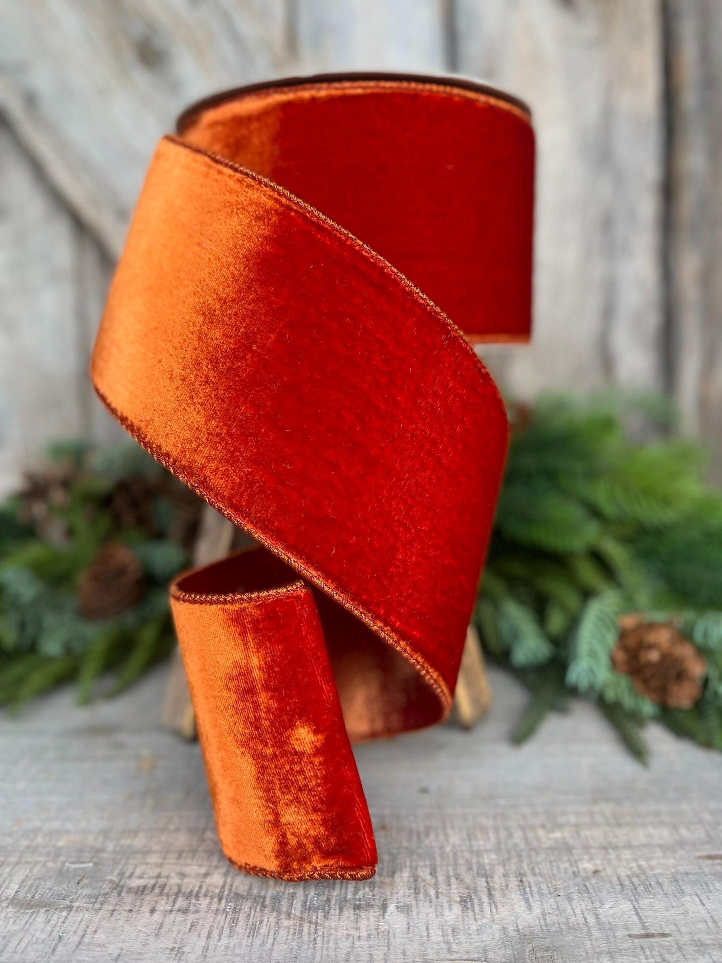 4" Cinnamon Velvet, Farrisilk ribbon, fall velvet