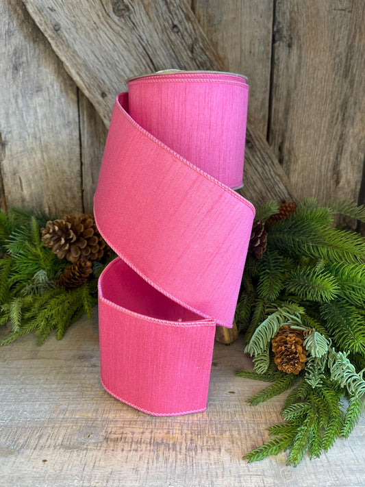 4” Pink Ribbon, Farrisilk ribbon, Dupion