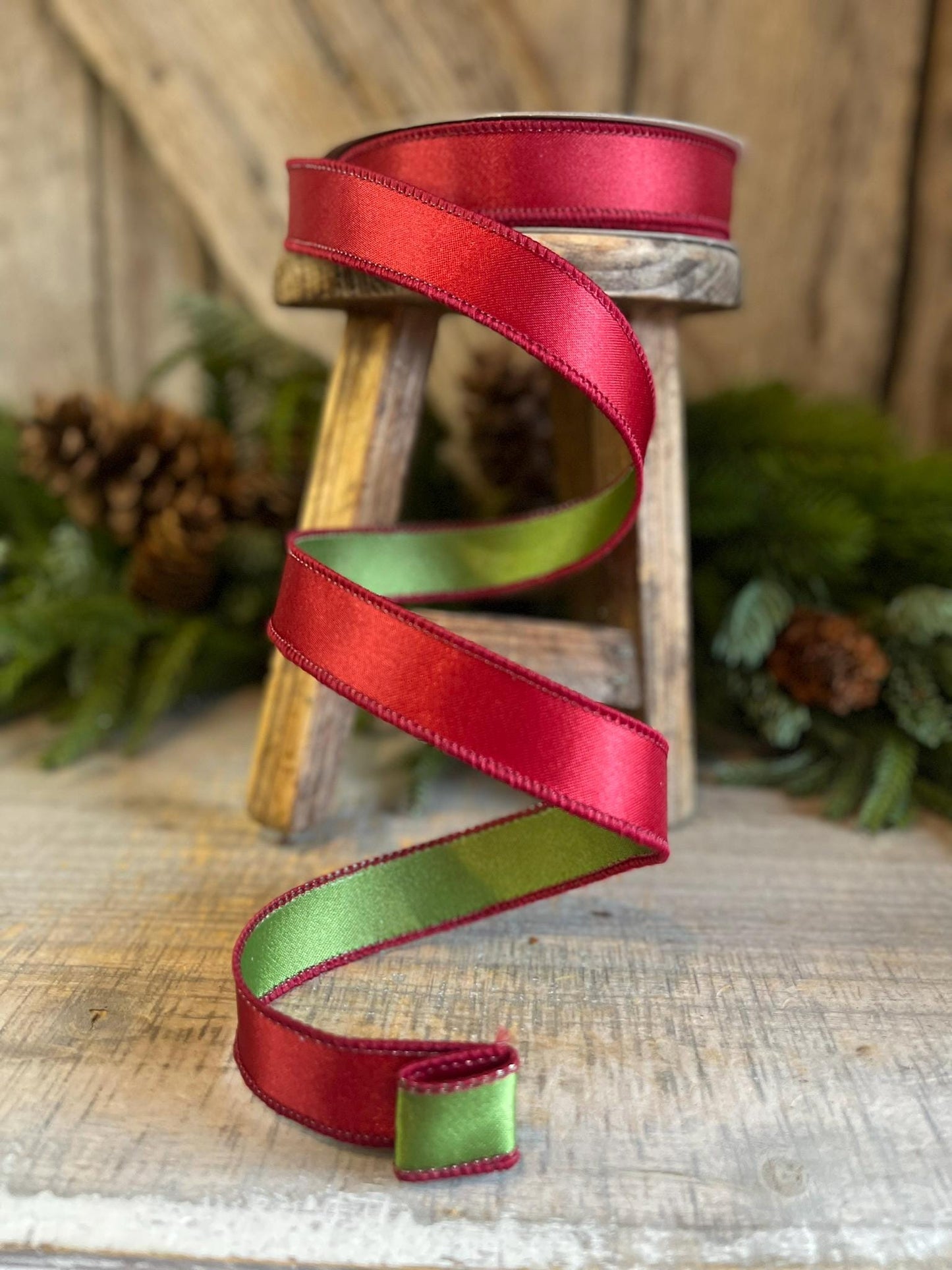 1" Ruby Green Satin Ribbon, Farrisilk Ribbon