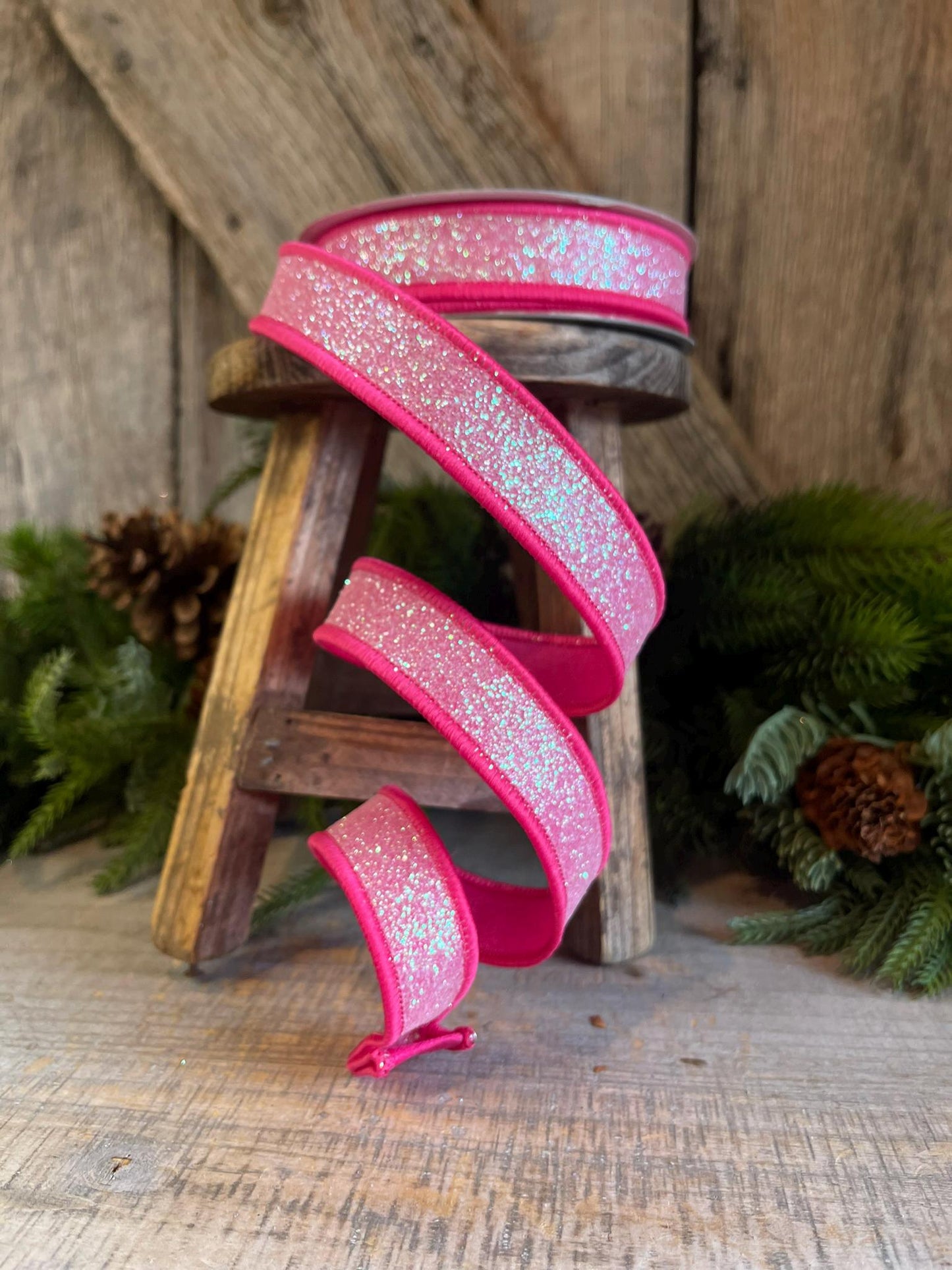 1" Hot Pink Sugar Frost Ribbon, Farrisilk Ribbon, Hot Pink Ribbon