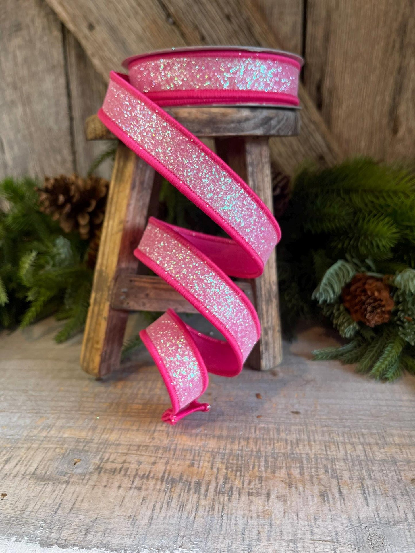 1" Hot Pink Sugar Frost Ribbon, Farrisilk Ribbon, Hot Pink Ribbon