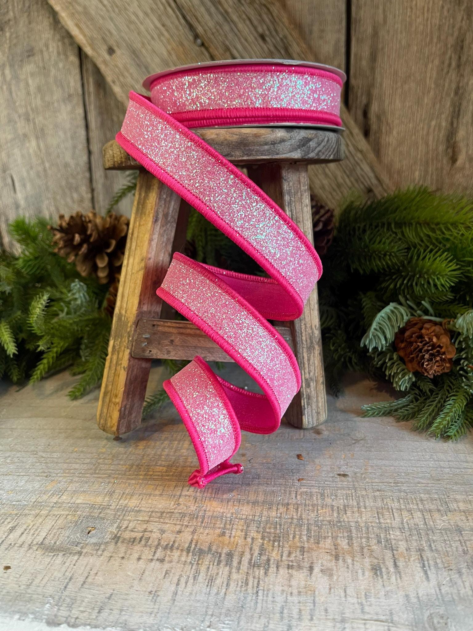 1" Hot Pink Sugar Frost Ribbon, Farrisilk Ribbon, Hot Pink Ribbon