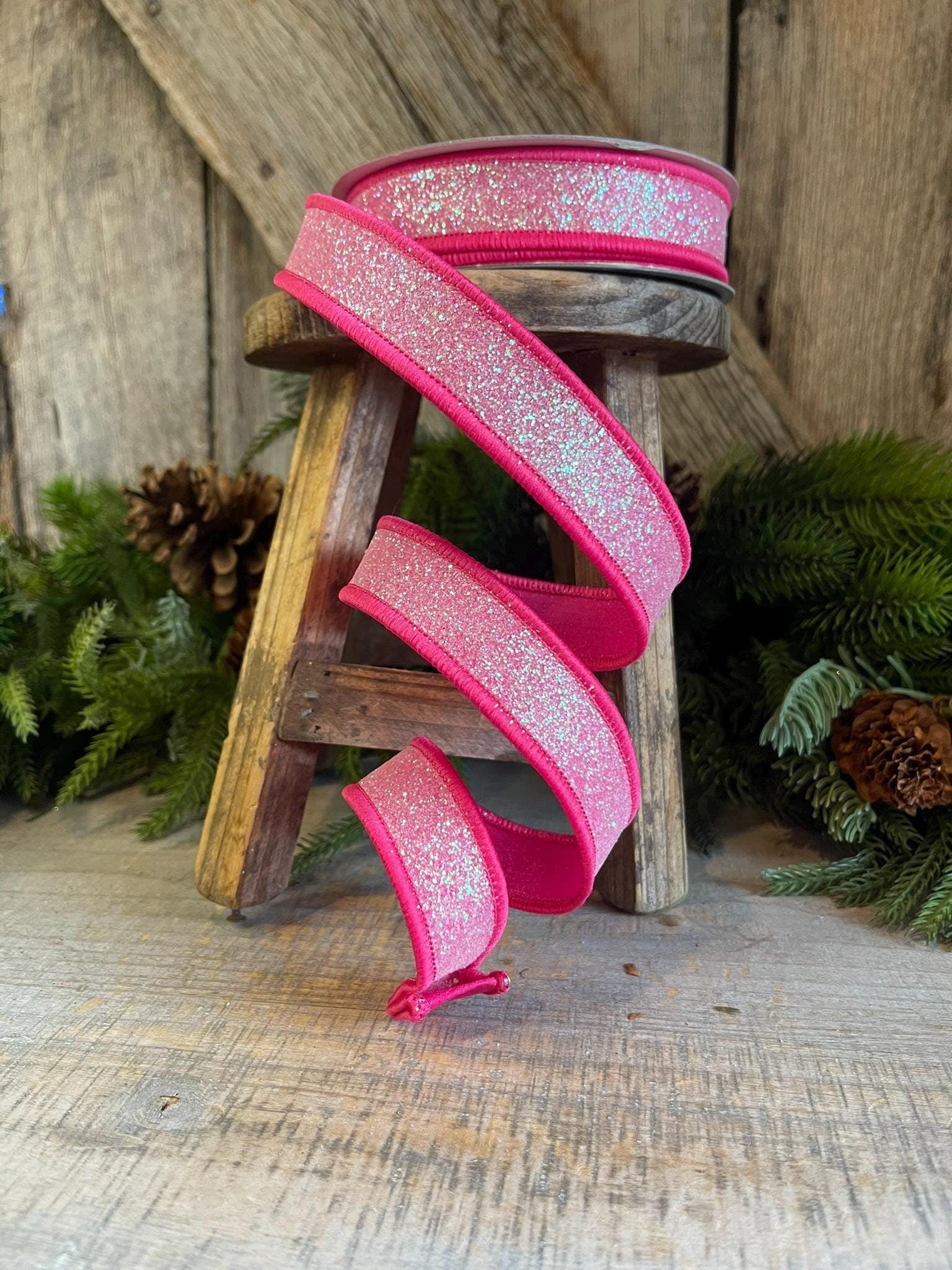 1" Hot Pink Sugar Frost Ribbon, Farrisilk Ribbon, Hot Pink Ribbon