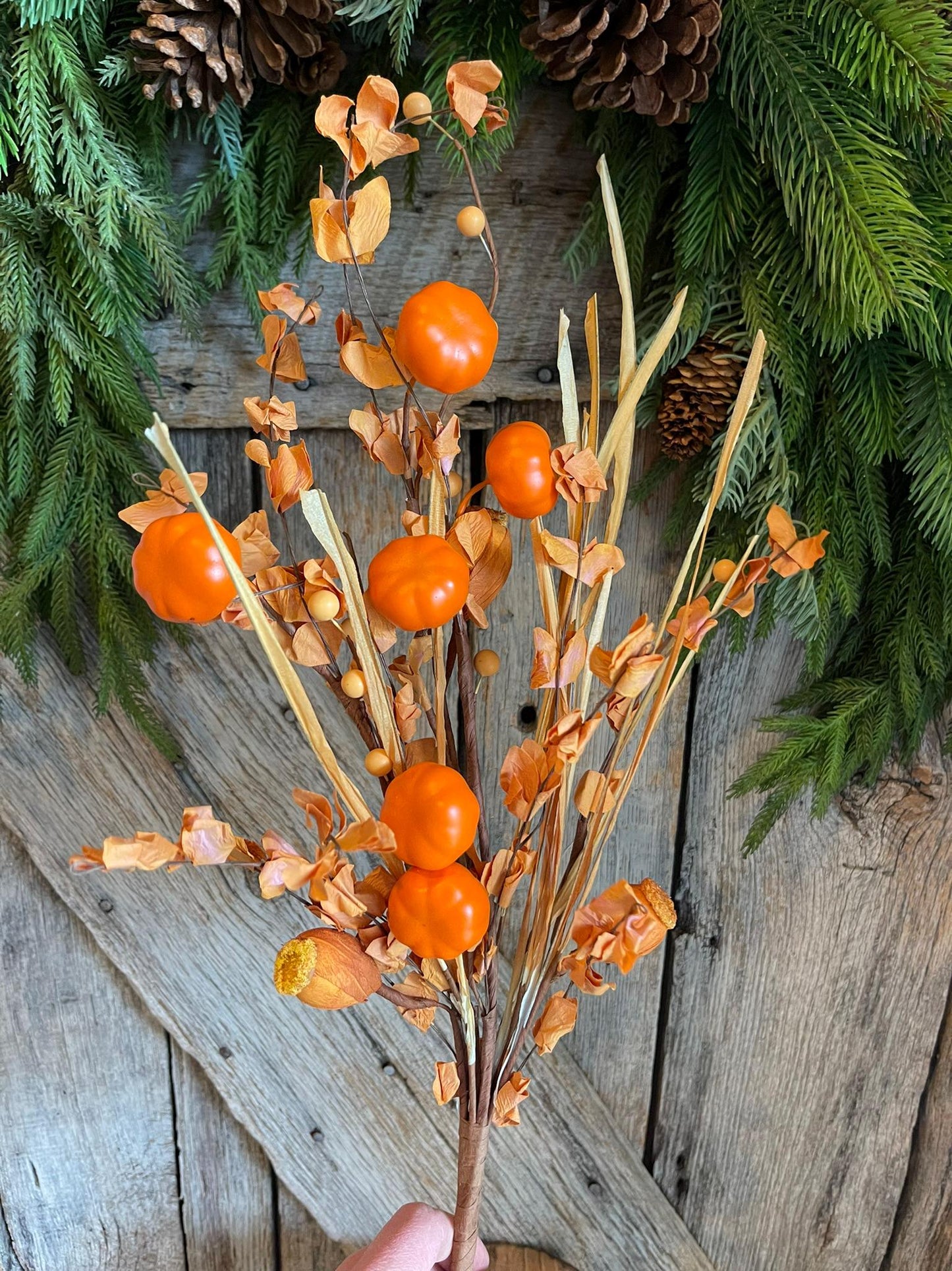 20" Fall Pumpkin Greenery Bush, Fall bush, Mini Pumpkin greenery