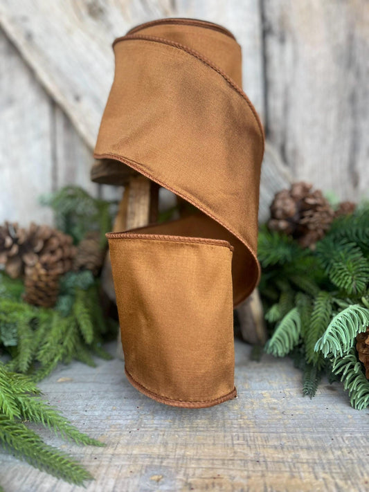 4” Pecan Brown Taffeta Ribbon, Farrisilk ribbon, Taffeta ribbon