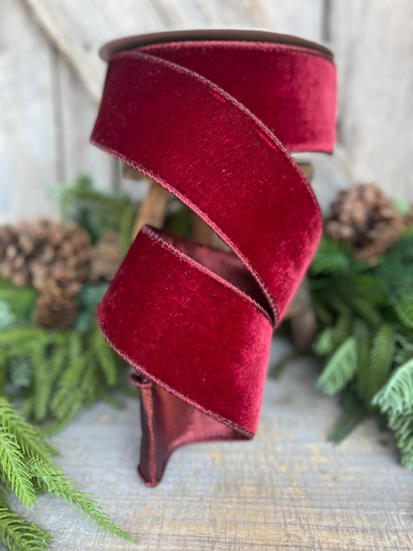 2.5” Burgundy Velvet Ribbon, Farrisilk ribbon, Velvet ribbon
