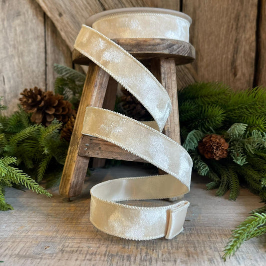 1" Ivory Velvet Ribbon, Farrisilk Ribbon, Ivory Silken Velvet Ribbon