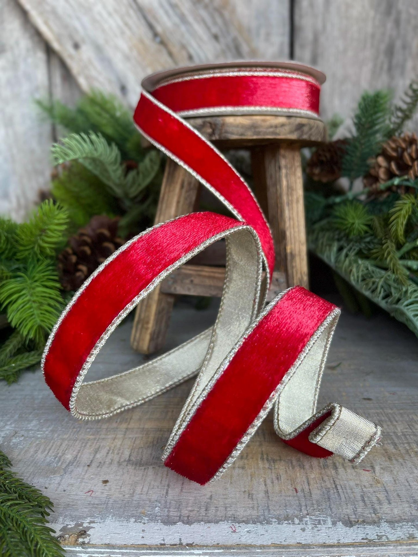 1" Red Velvet Sheen Ribbon, Farrisilk Ribbon, Red Velvet Ribbon