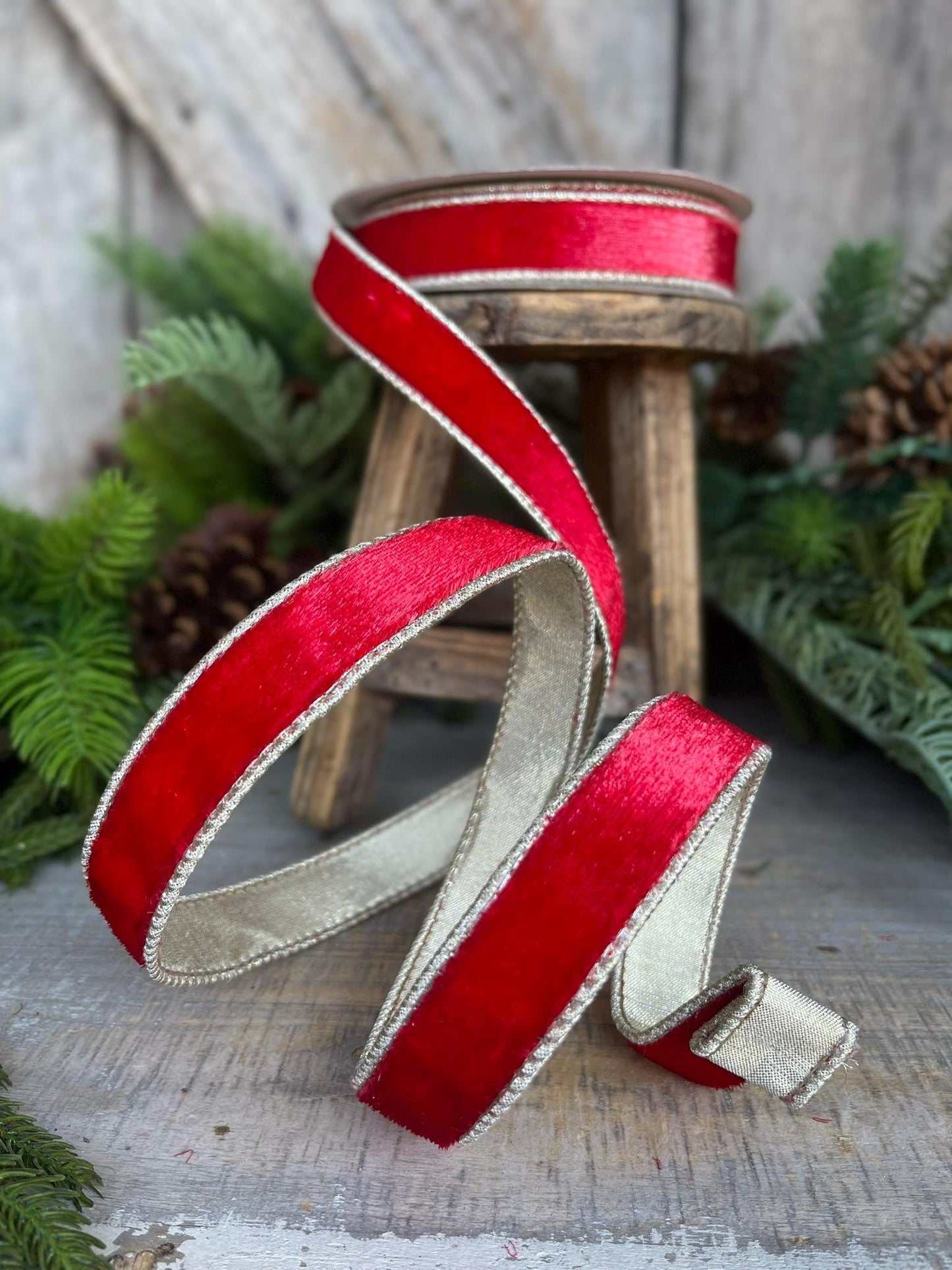 1" Red Velvet Sheen Ribbon, Farrisilk Ribbon, Red Velvet Ribbon