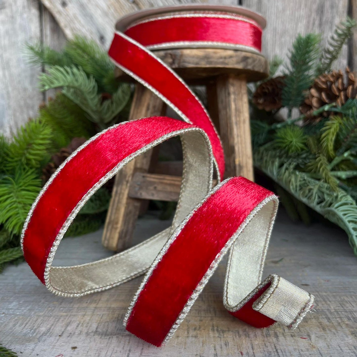 1" Red Velvet Sheen Ribbon, Farrisilk Ribbon, Red Velvet Ribbon