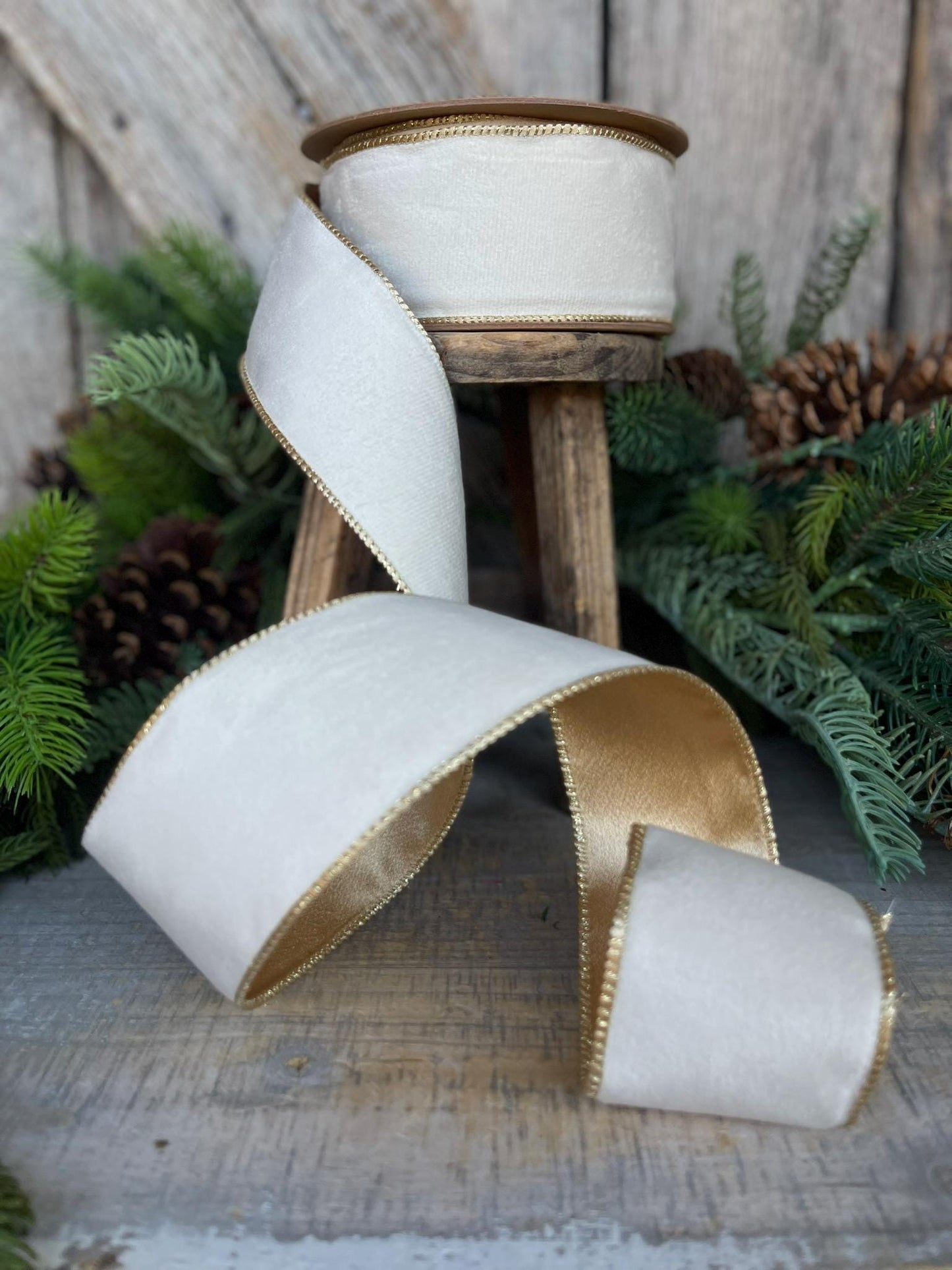 2.5" Ivory Velvet Ribbon, Ivory Ribbon