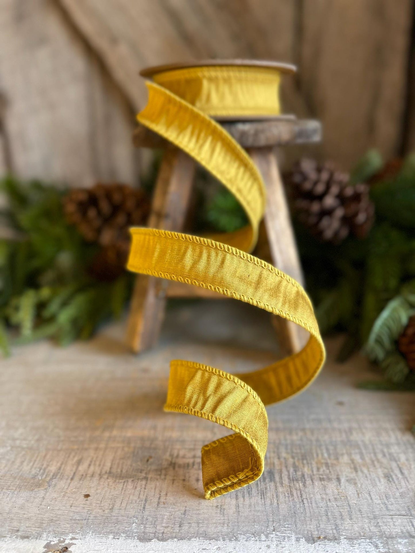1" Gold Dupioni Ribbon, Gold WIred Ribbon, Fall Ribbon