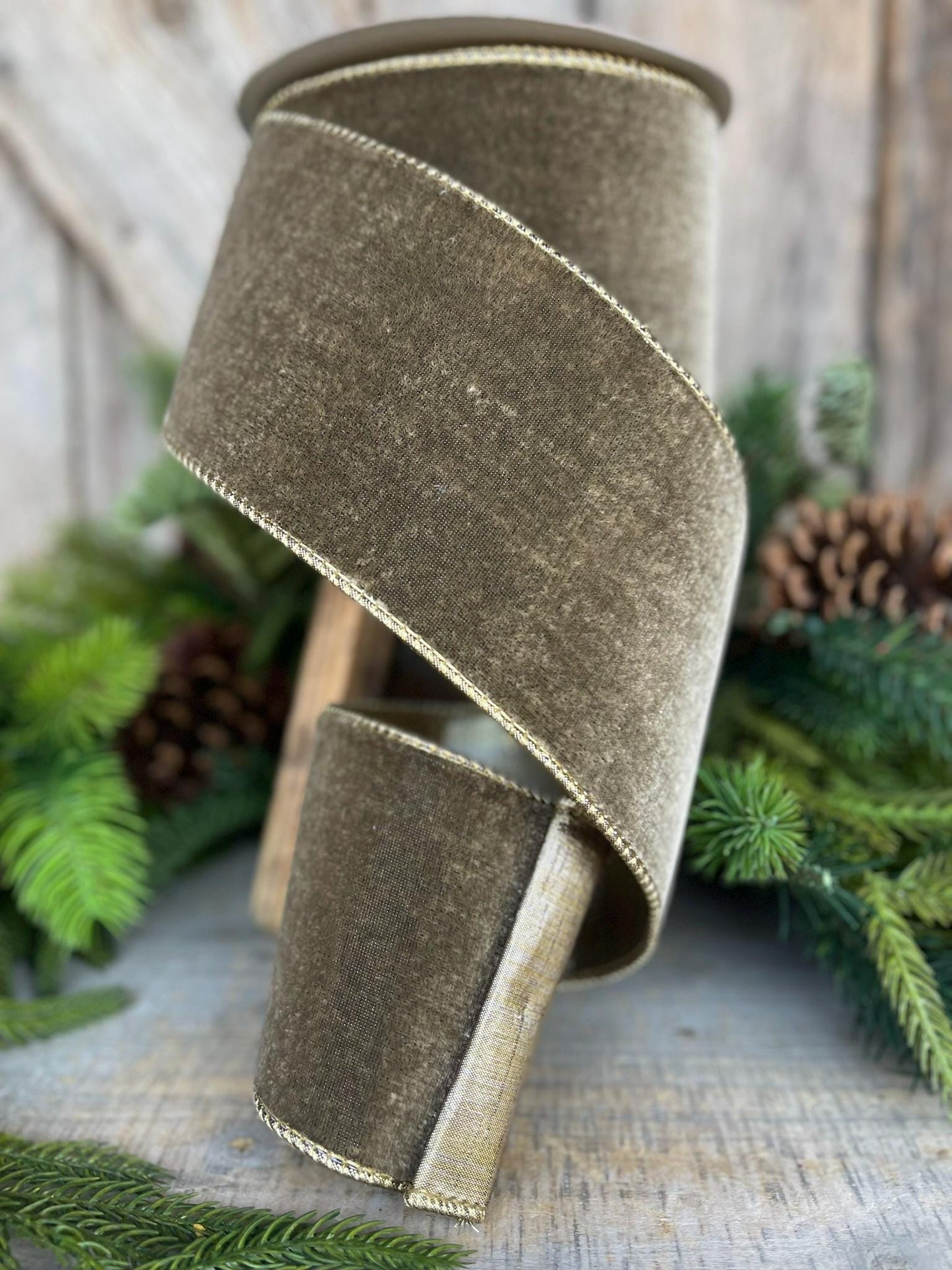 4” Mink Velvet Ribbon, Farrisilk ribbon, Velvet ribbon