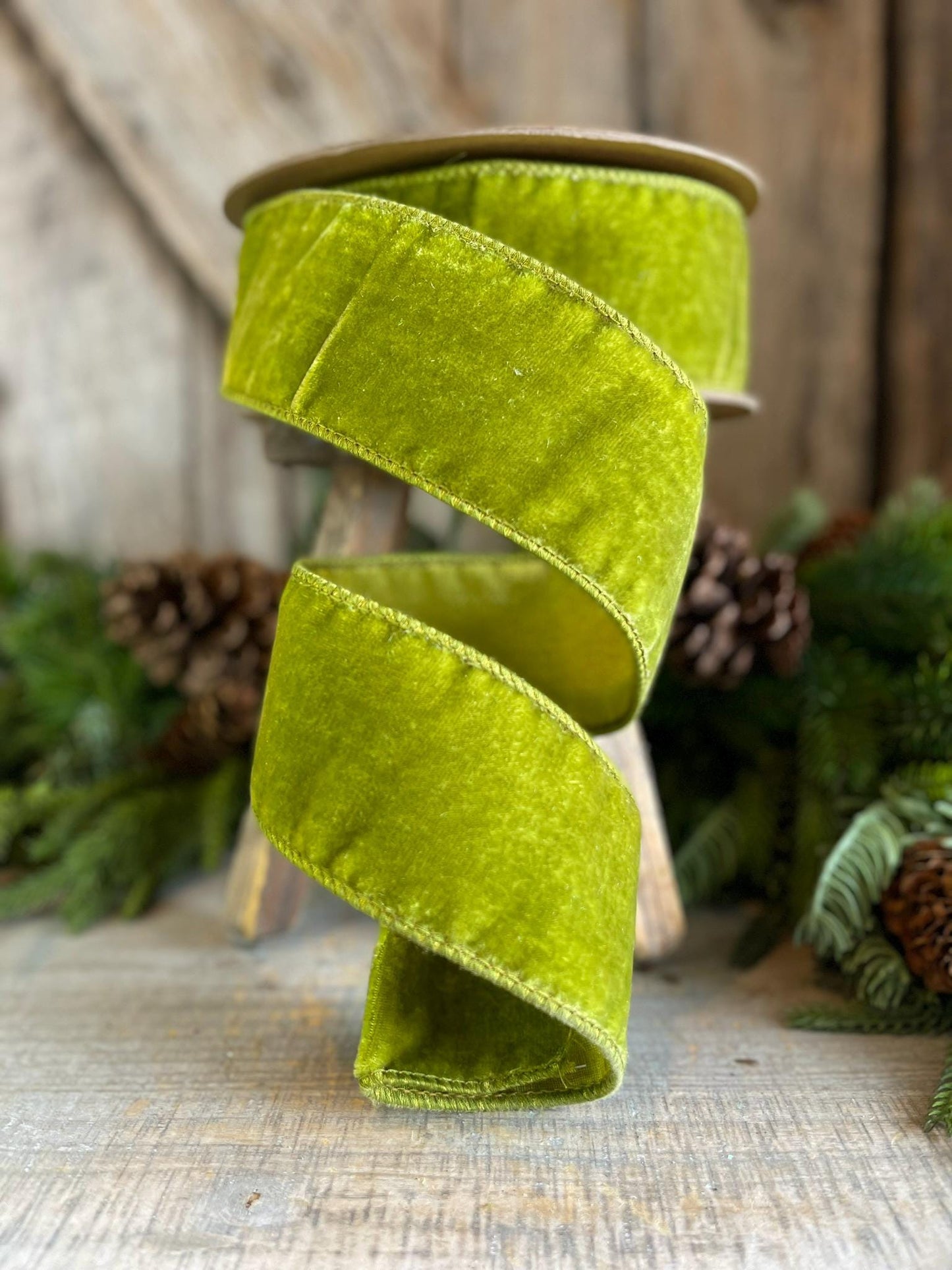2.5 Lime Green Velvet, Farrisilk Velvet Ribbon, Farrisilk Ribbon