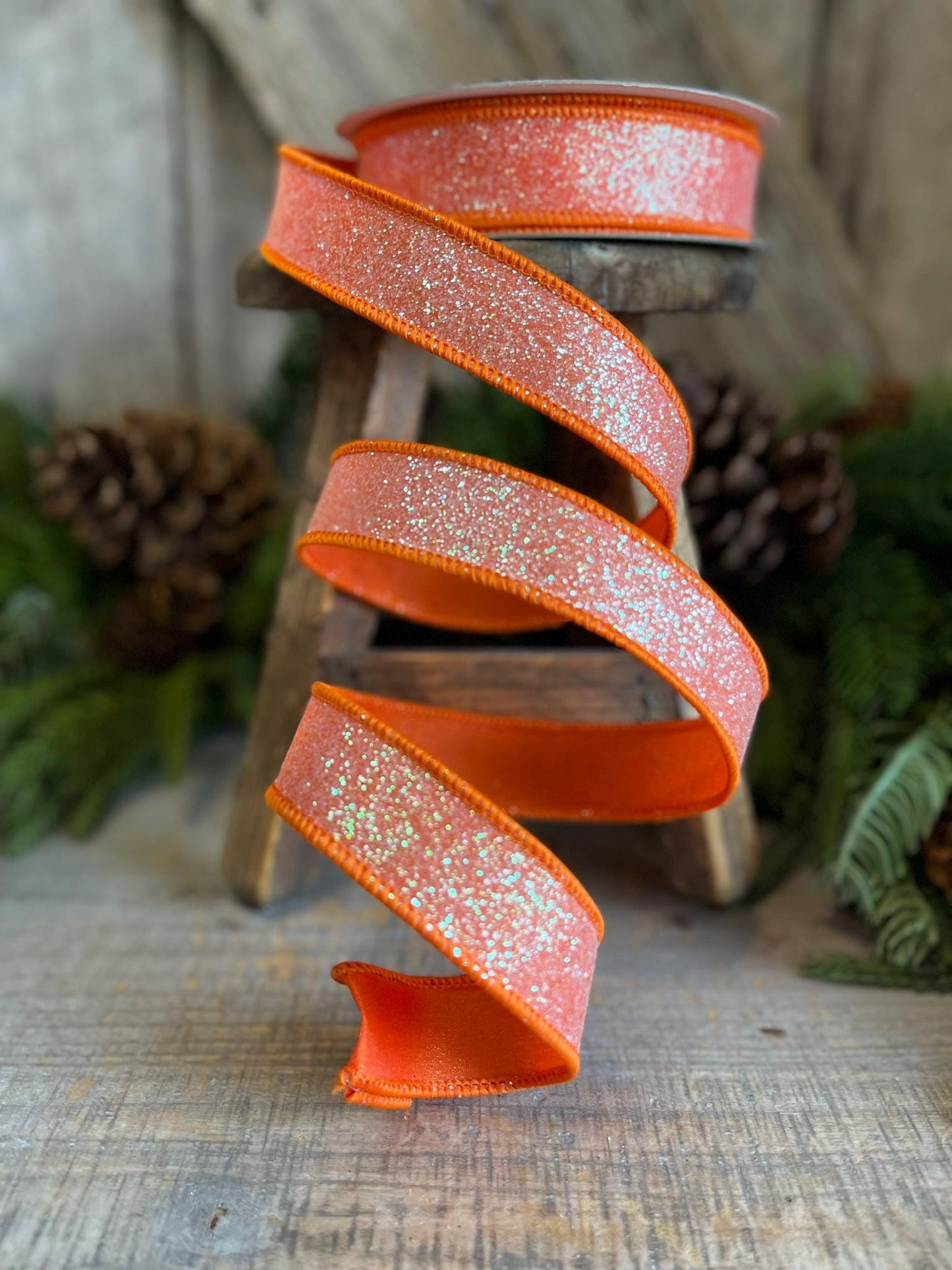 1" Orange Sugar Frost Ribbon, Farrisilk Ribbon, Orange Ribbon