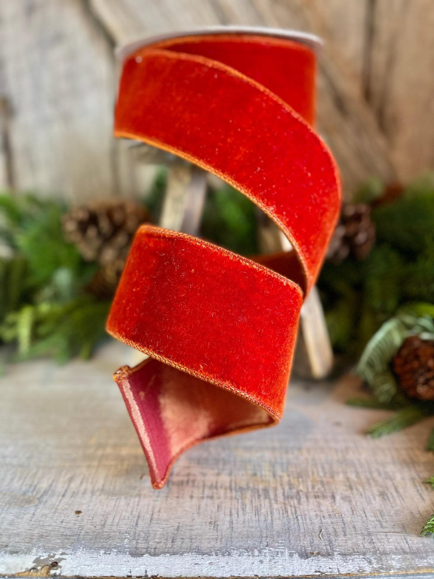 2.5" Cinnamon Velvet Ribbon, Farrisilk ribbon, fall velvet