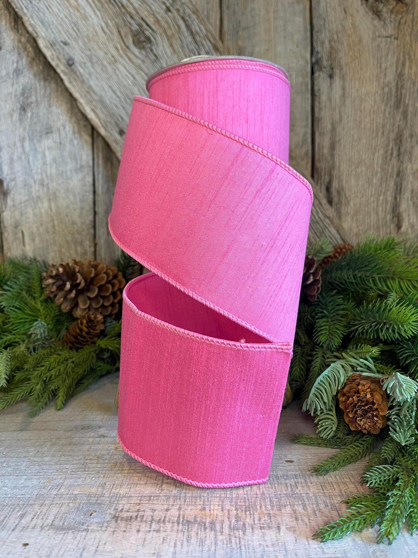 4” Pink Ribbon, Farrisilk ribbon, Dupion