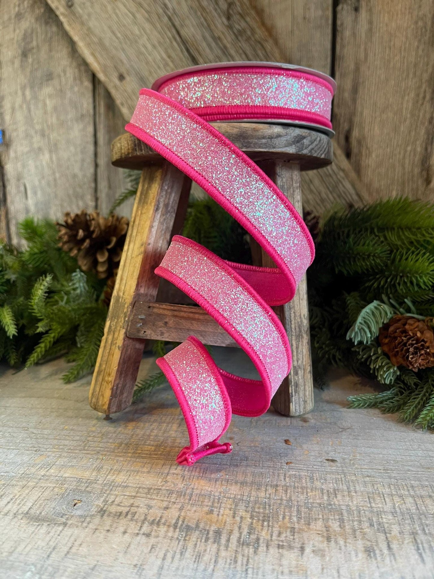 1" Hot Pink Sugar Frost Ribbon, Farrisilk Ribbon, Hot Pink Ribbon