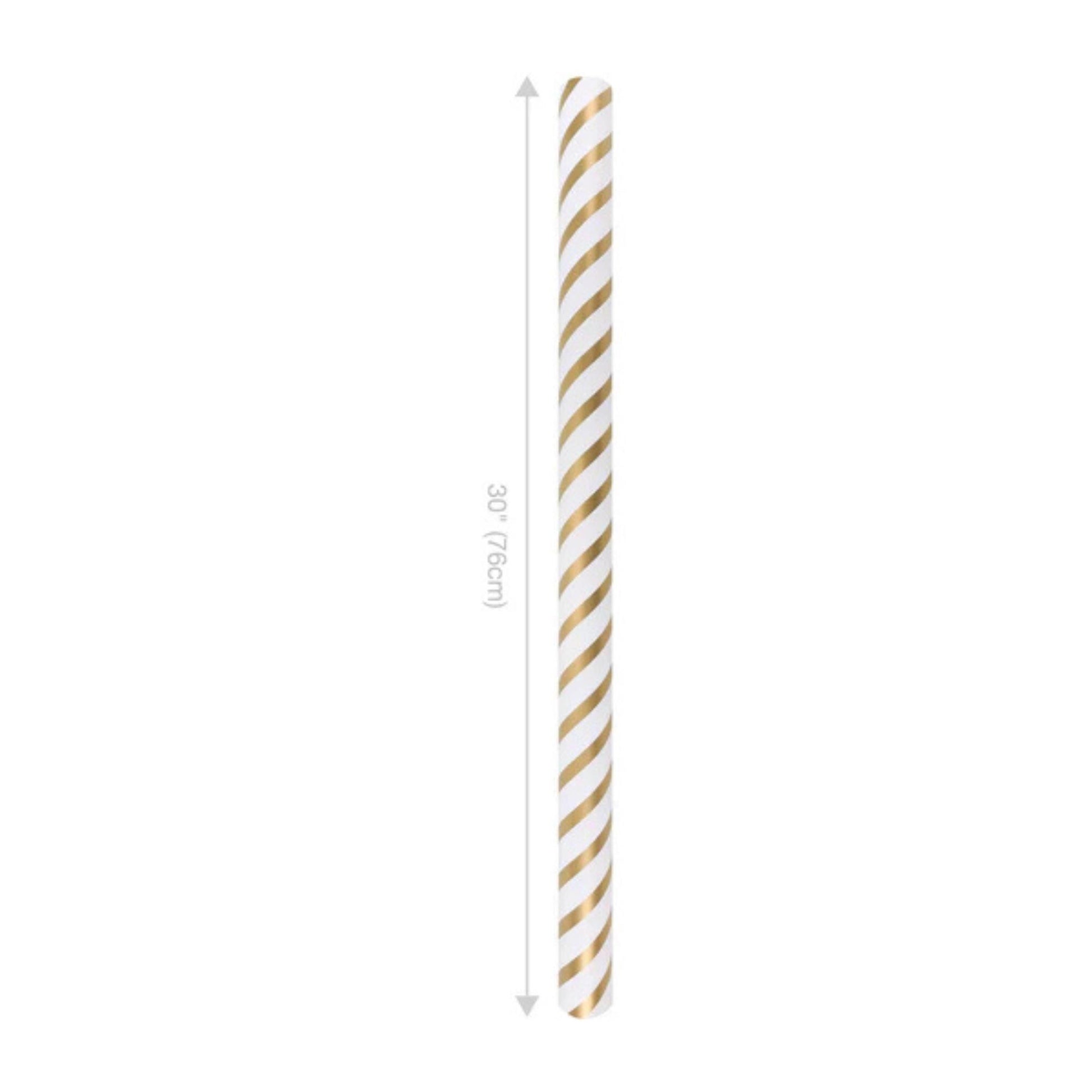 30" x 10' White Gold Diagonal Stripe Wrapping Paper, White and Gold Wrapping Paper, Christmas Wrapping Paper